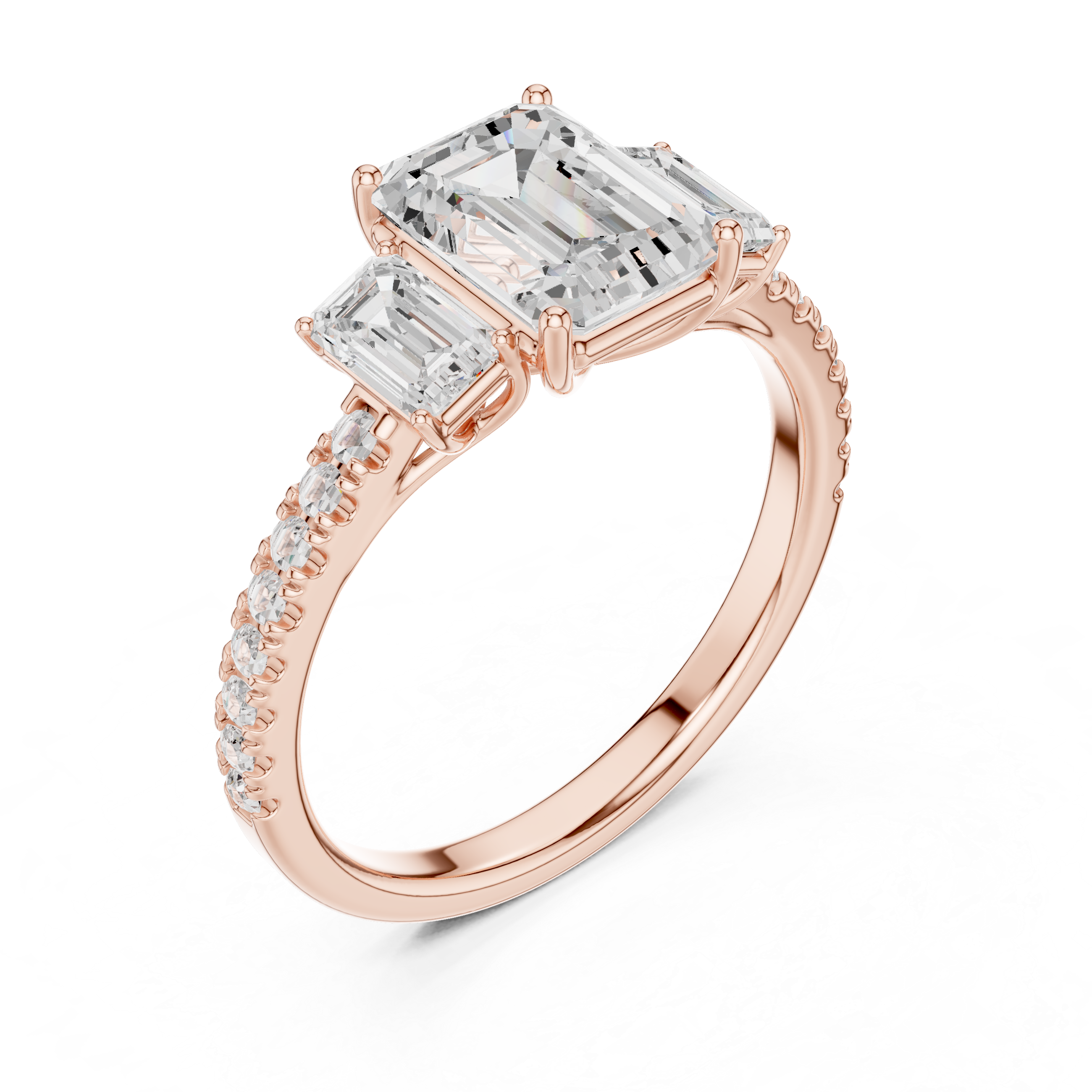 Luxury Emerald Three Stone Ring