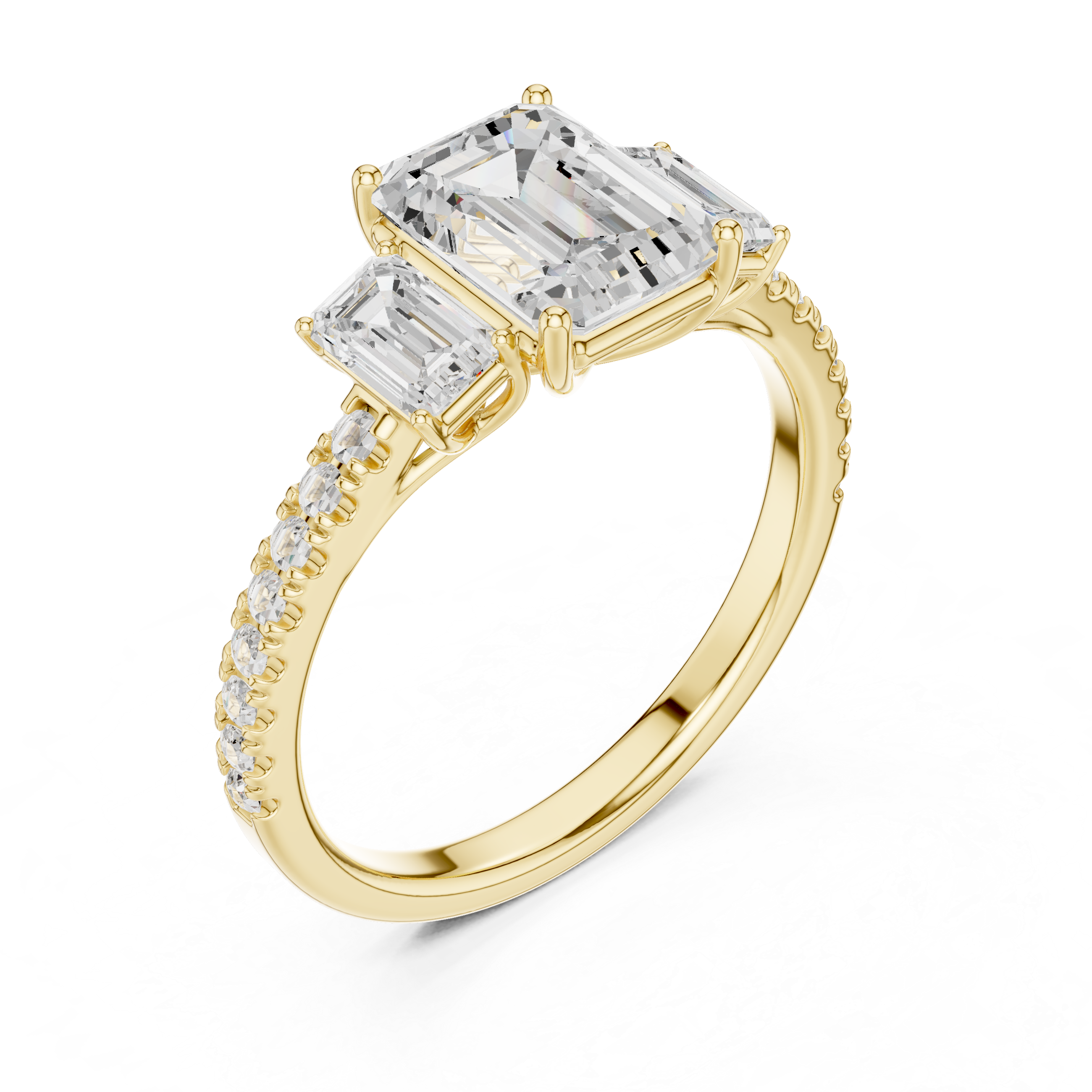 Luxury Emerald Three Stone Ring