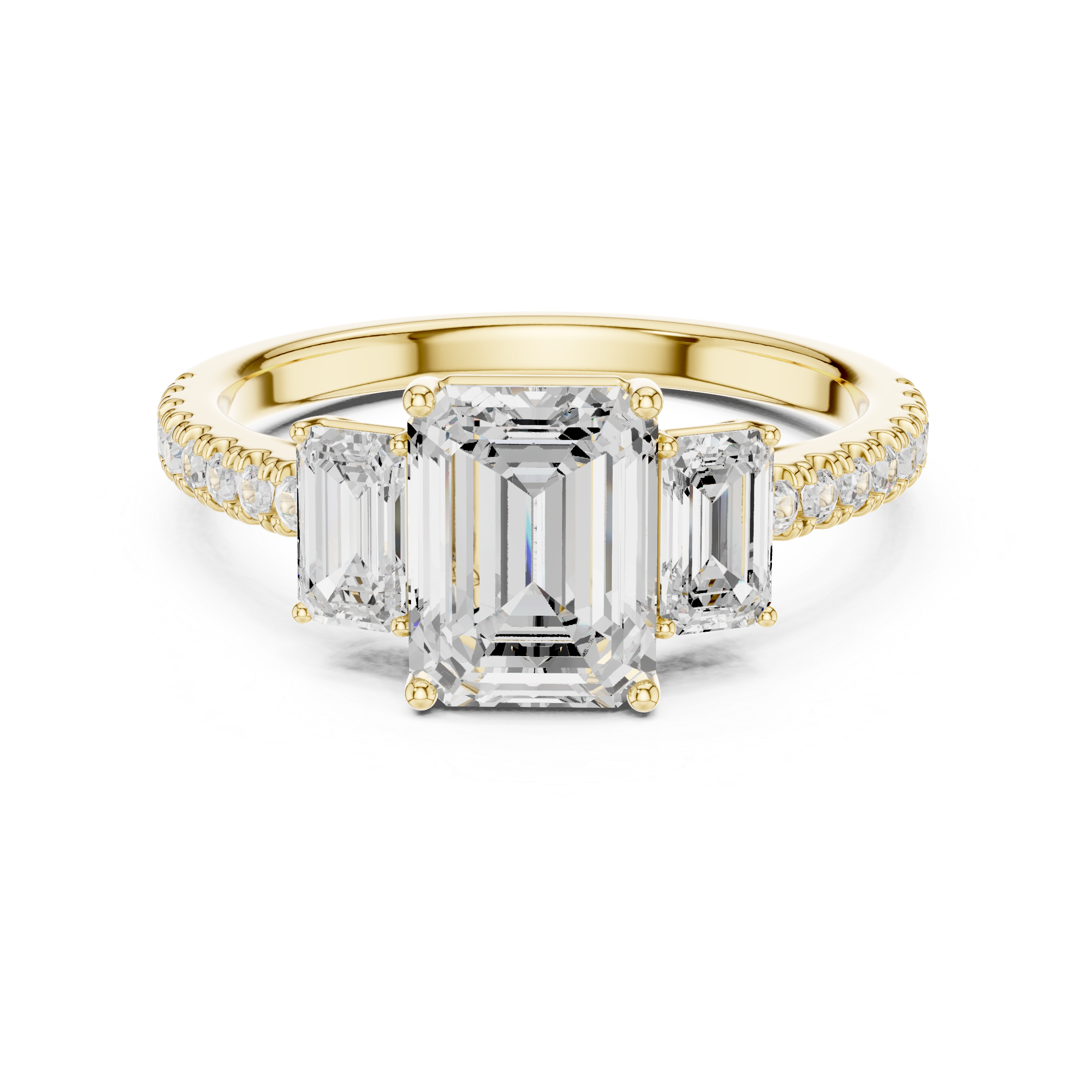 Luxury Emerald Three Stone Ring