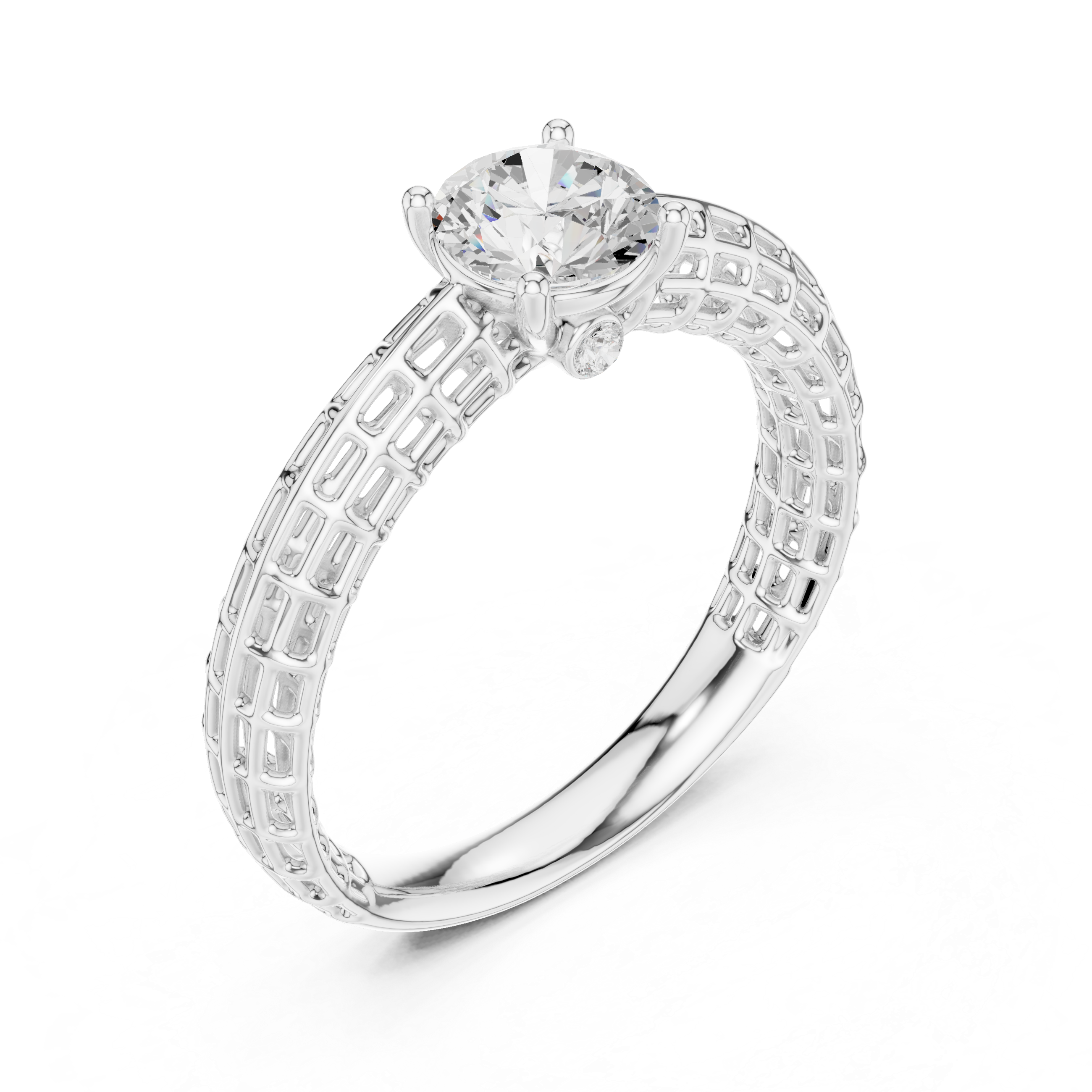 Luxury Lattice Solitaire Ring