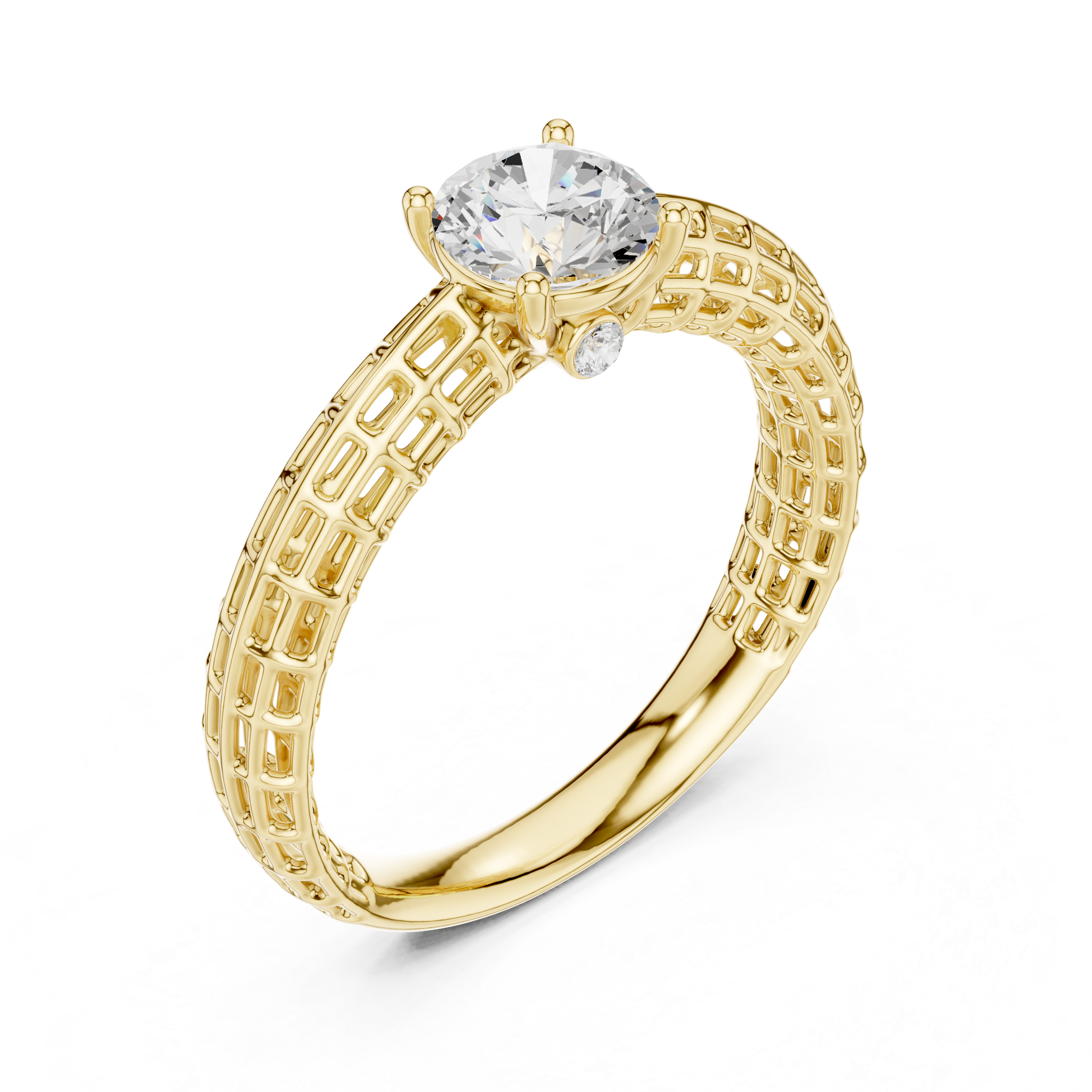 Luxury Lattice Solitaire Ring