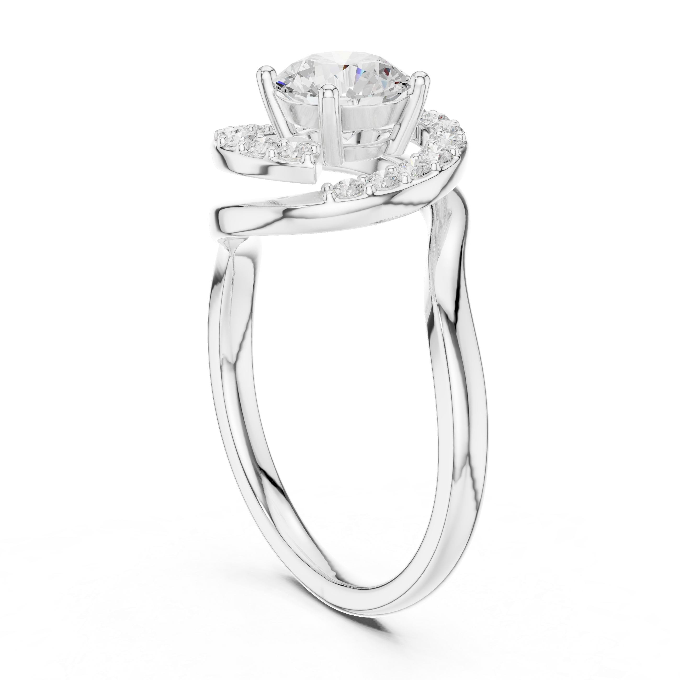 Twisted Halo Diamond Ring