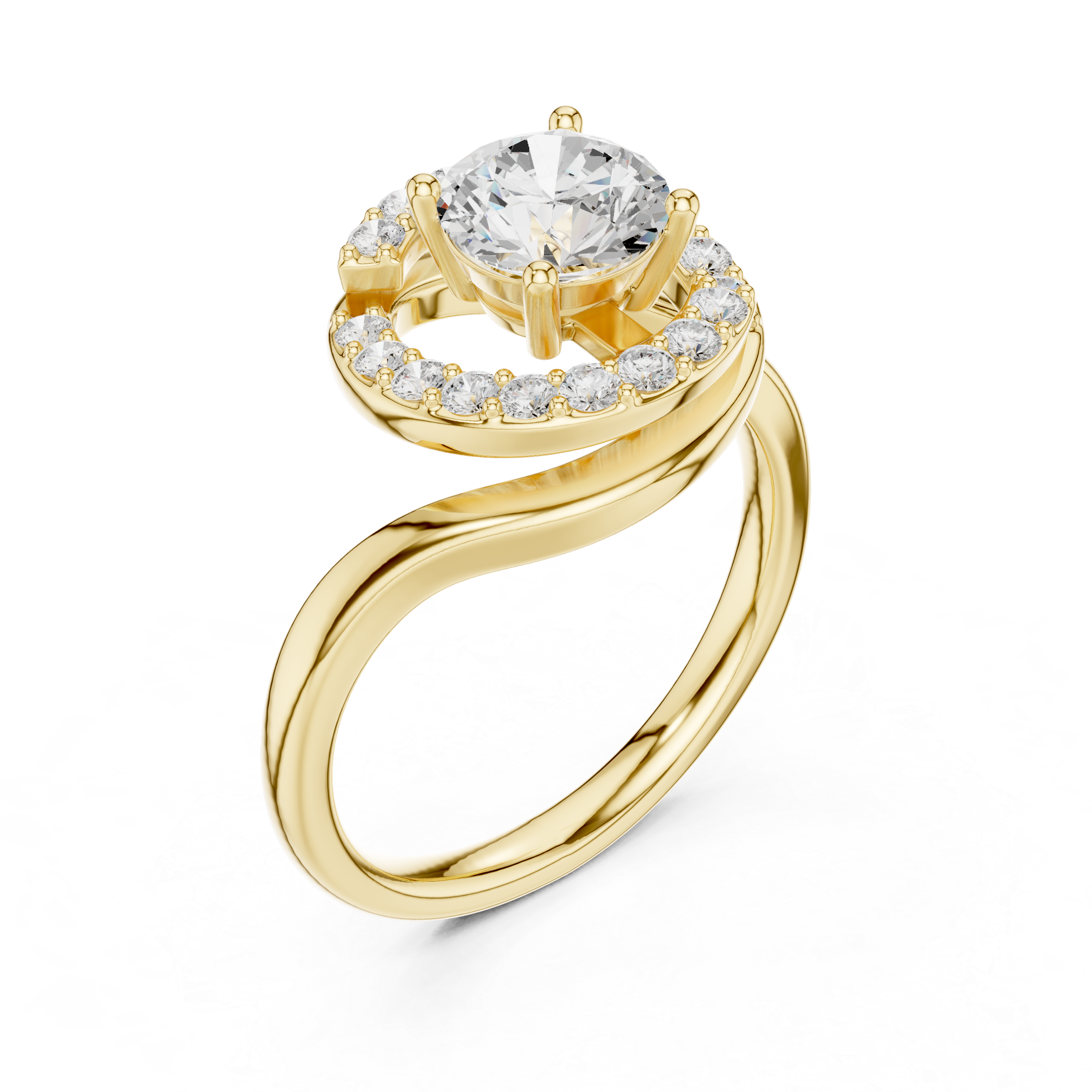 Twisted Halo Diamond Ring