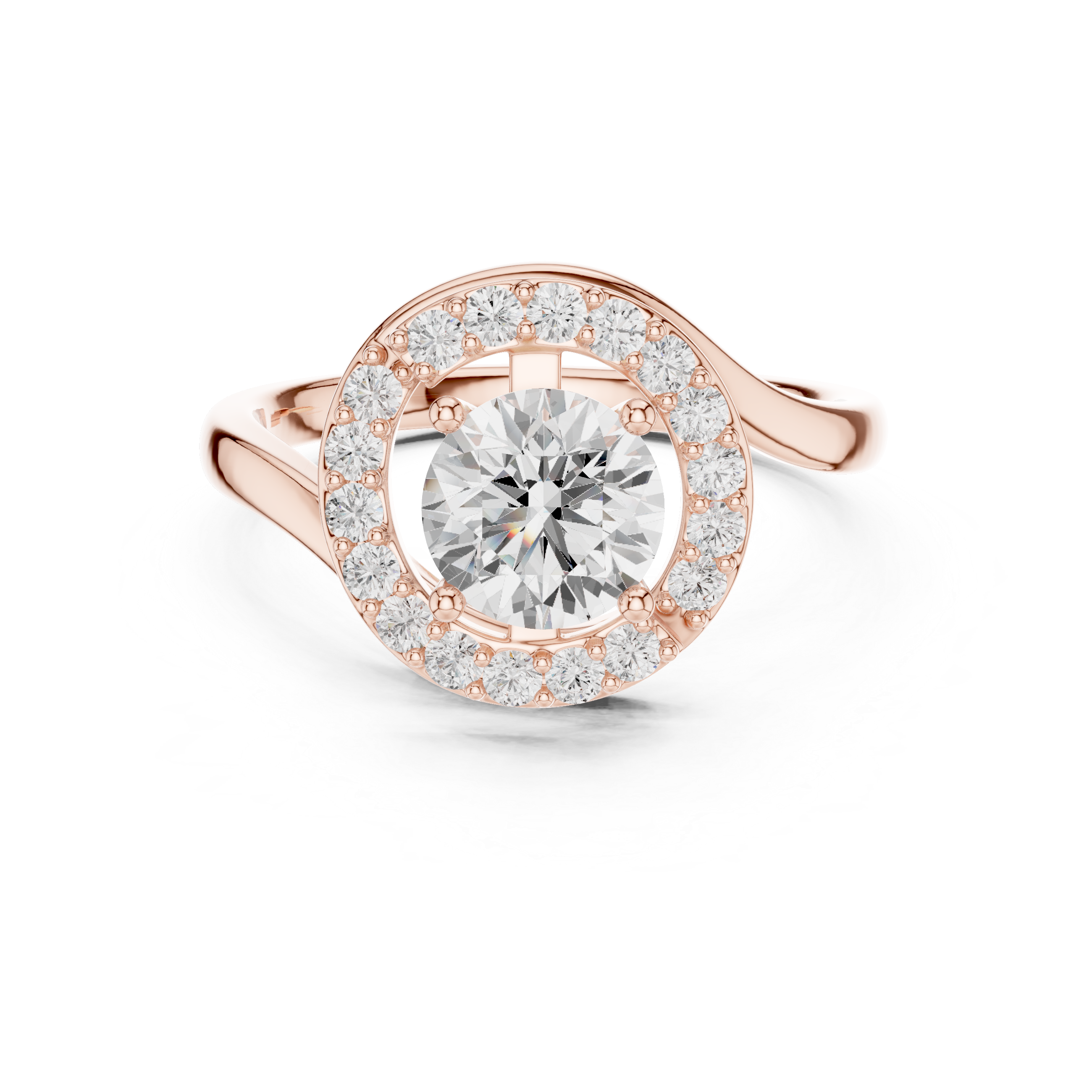Twisted Halo Diamond Ring