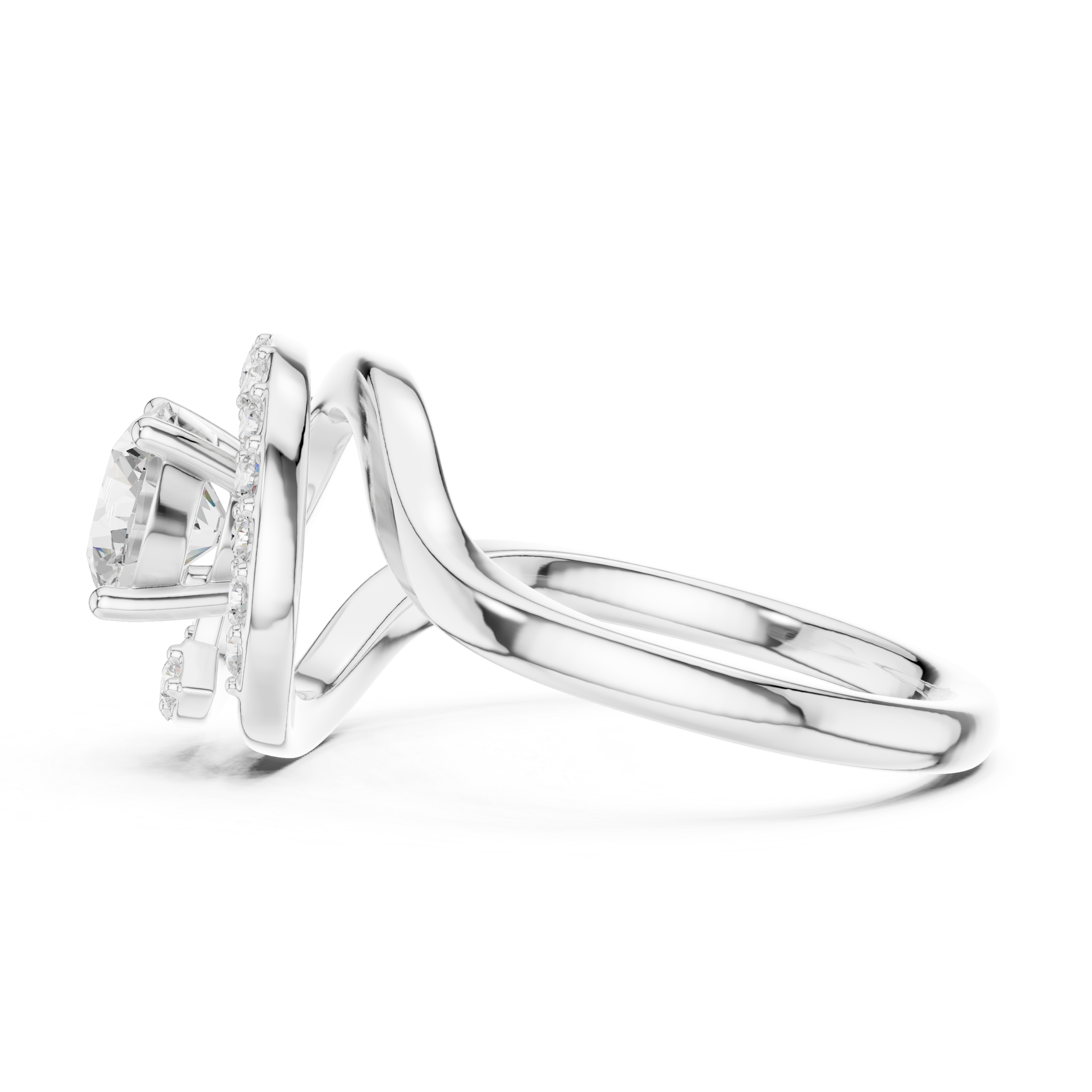 Twisted Halo Diamond Ring