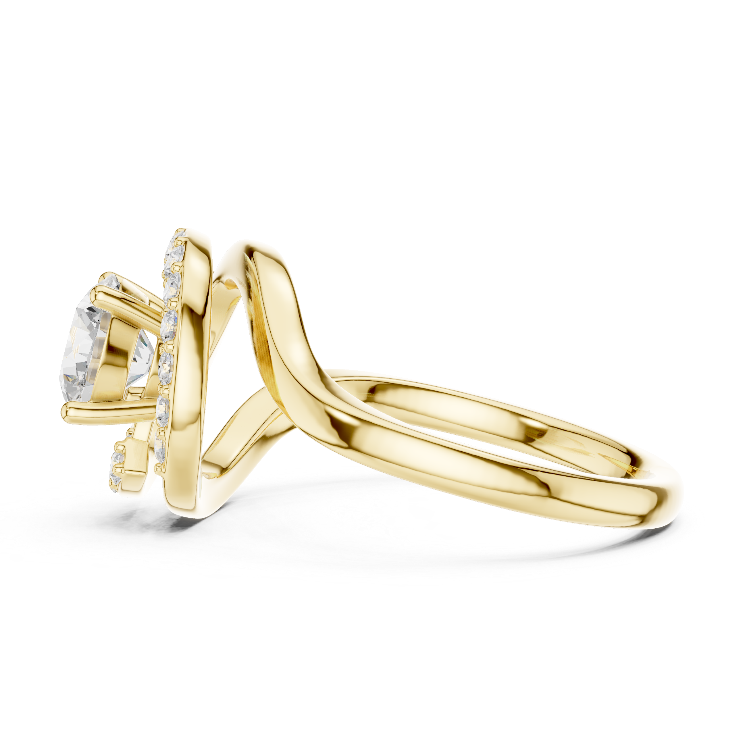 Twisted Halo Diamond Ring