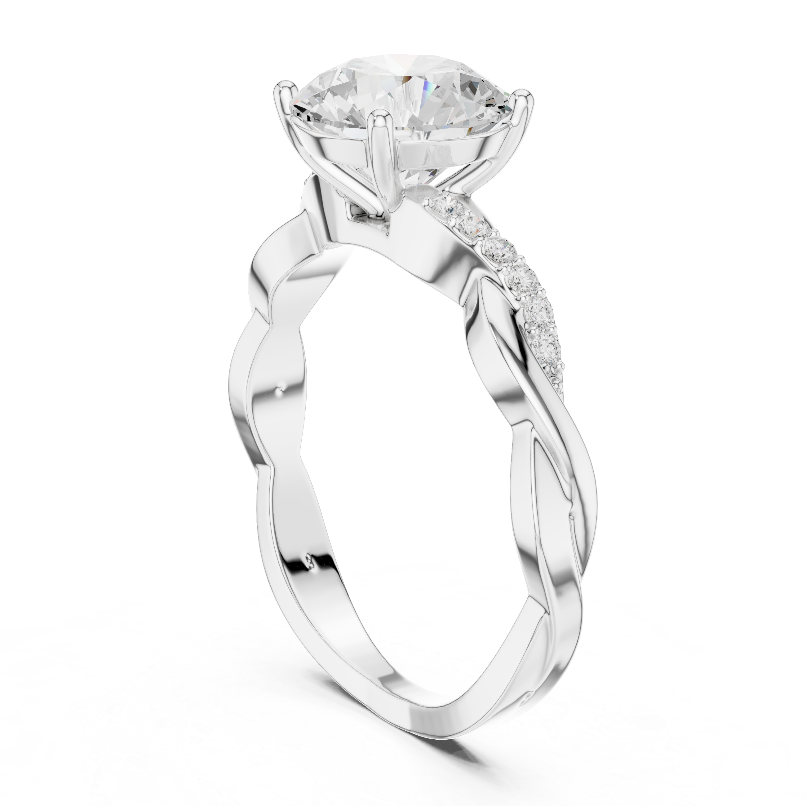 Twisted Diamond Solitaire Ring