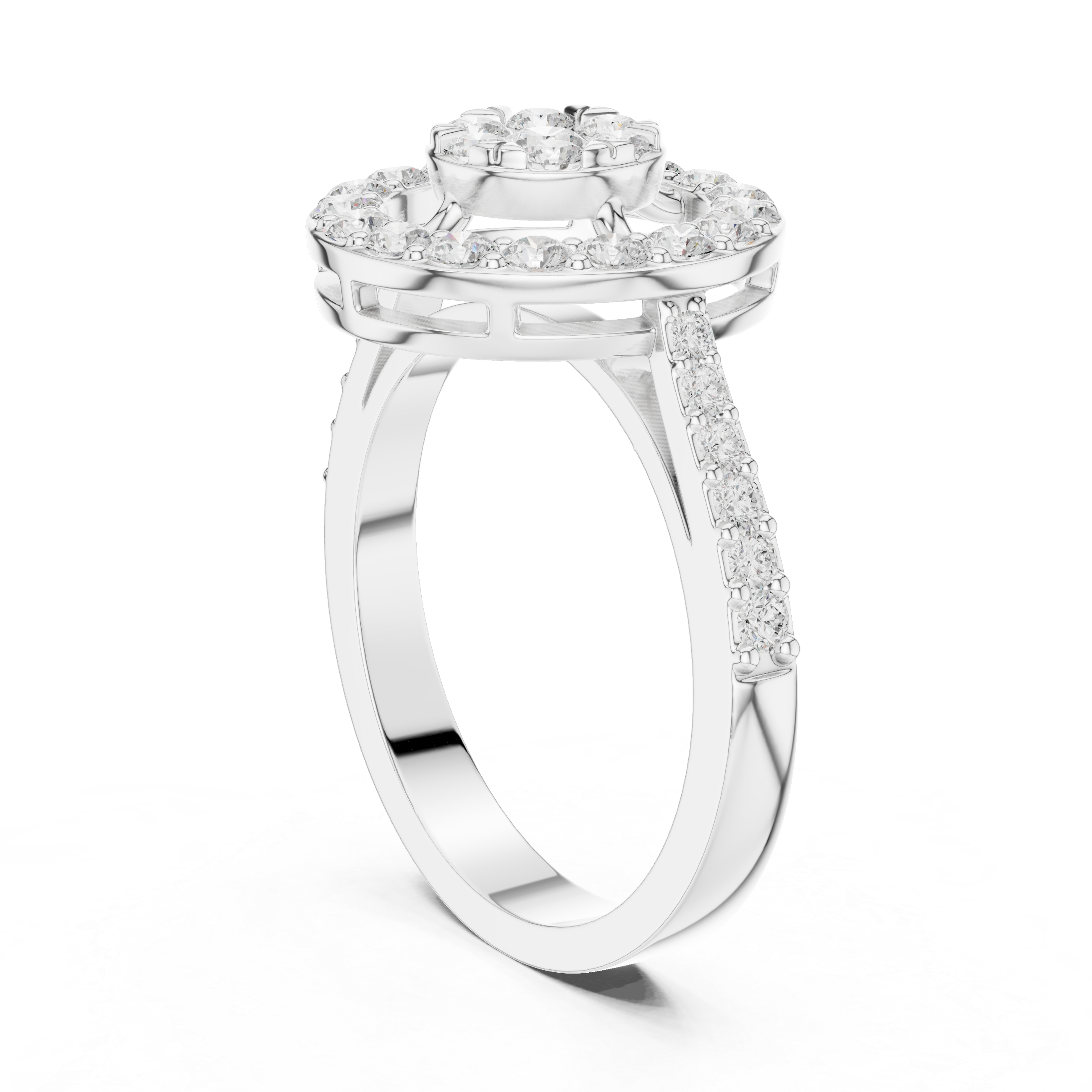 Luxury Double Halo Cluster Ring