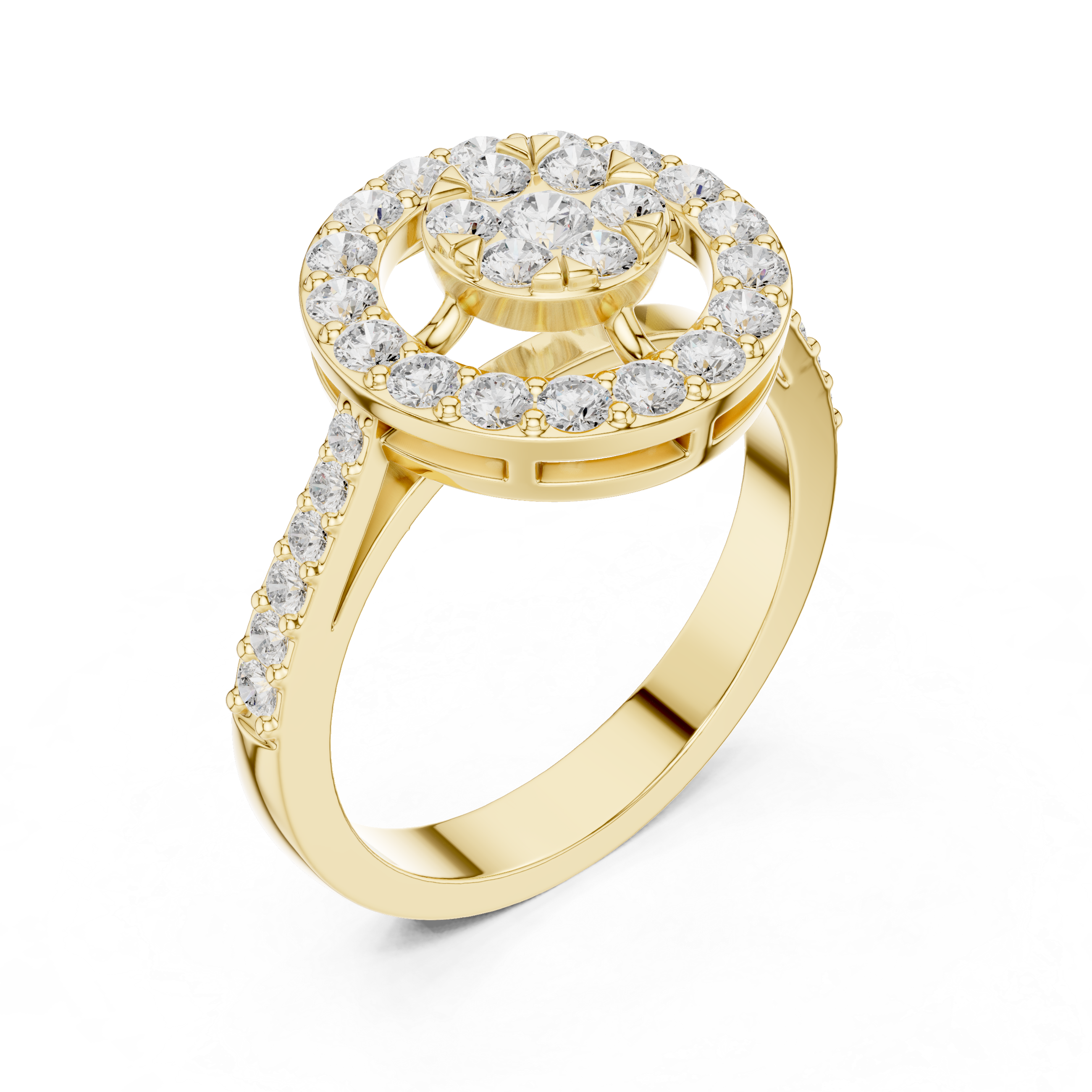 Luxury Double Halo Cluster Ring