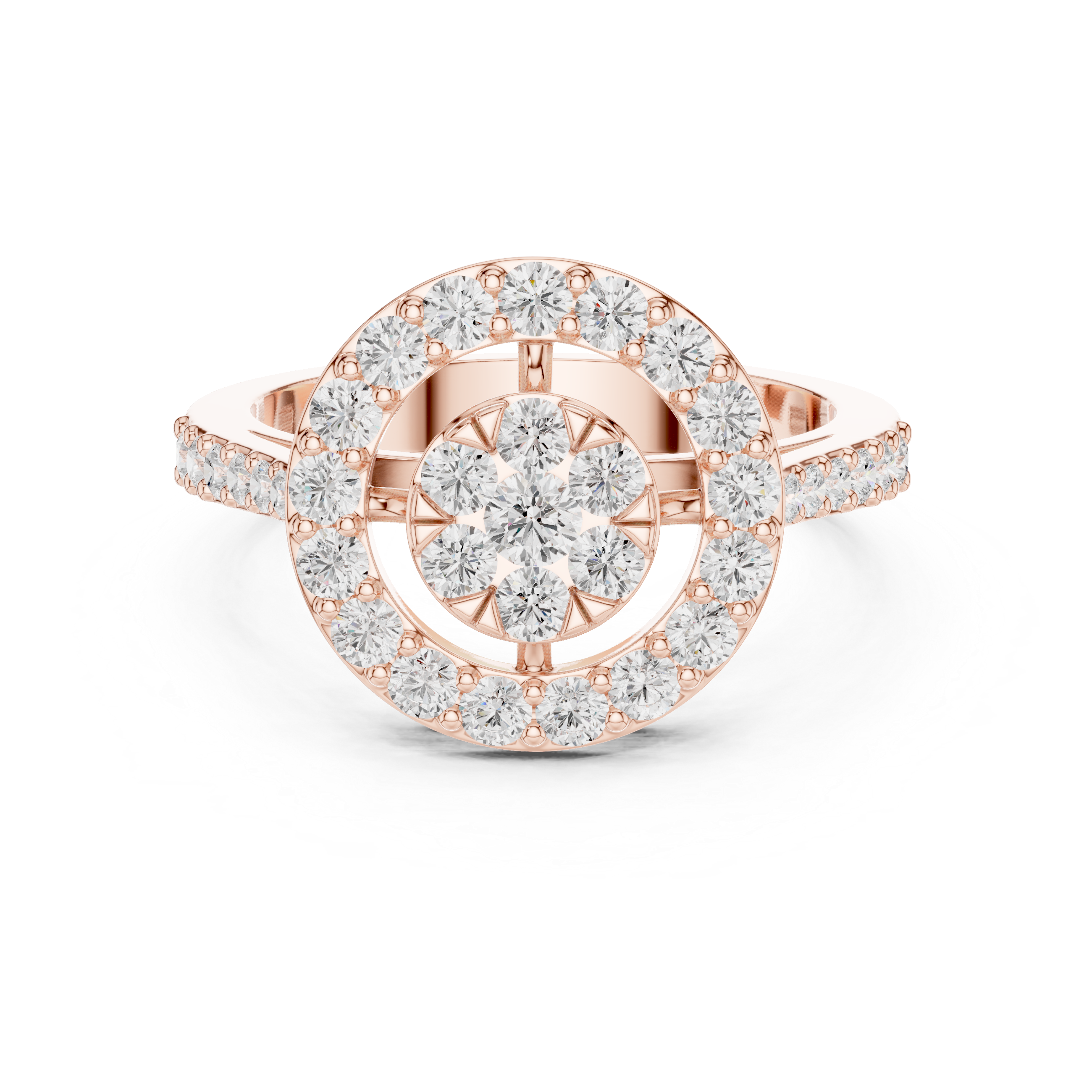 Luxury Double Halo Cluster Ring