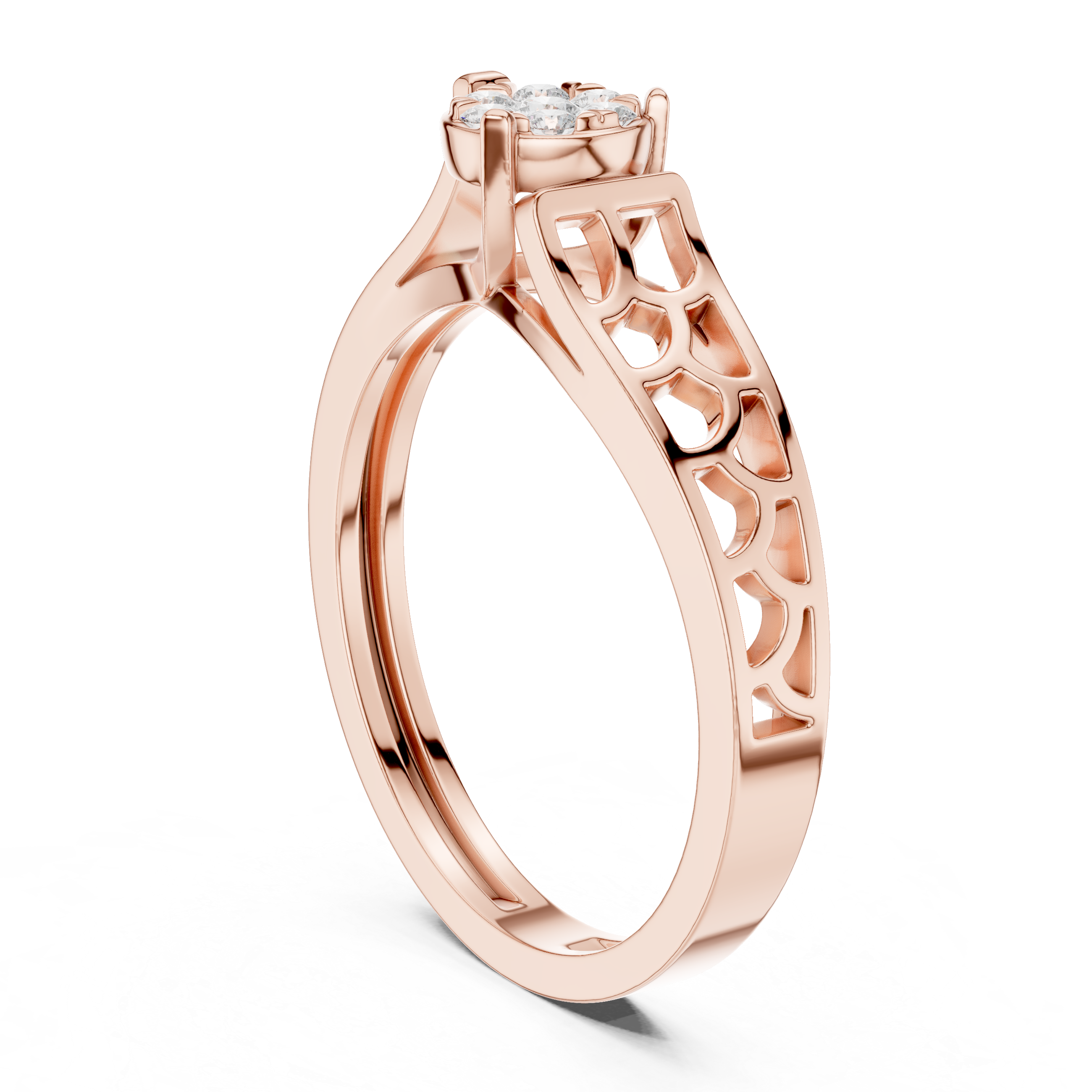 Openwork Floral Cluster Ring