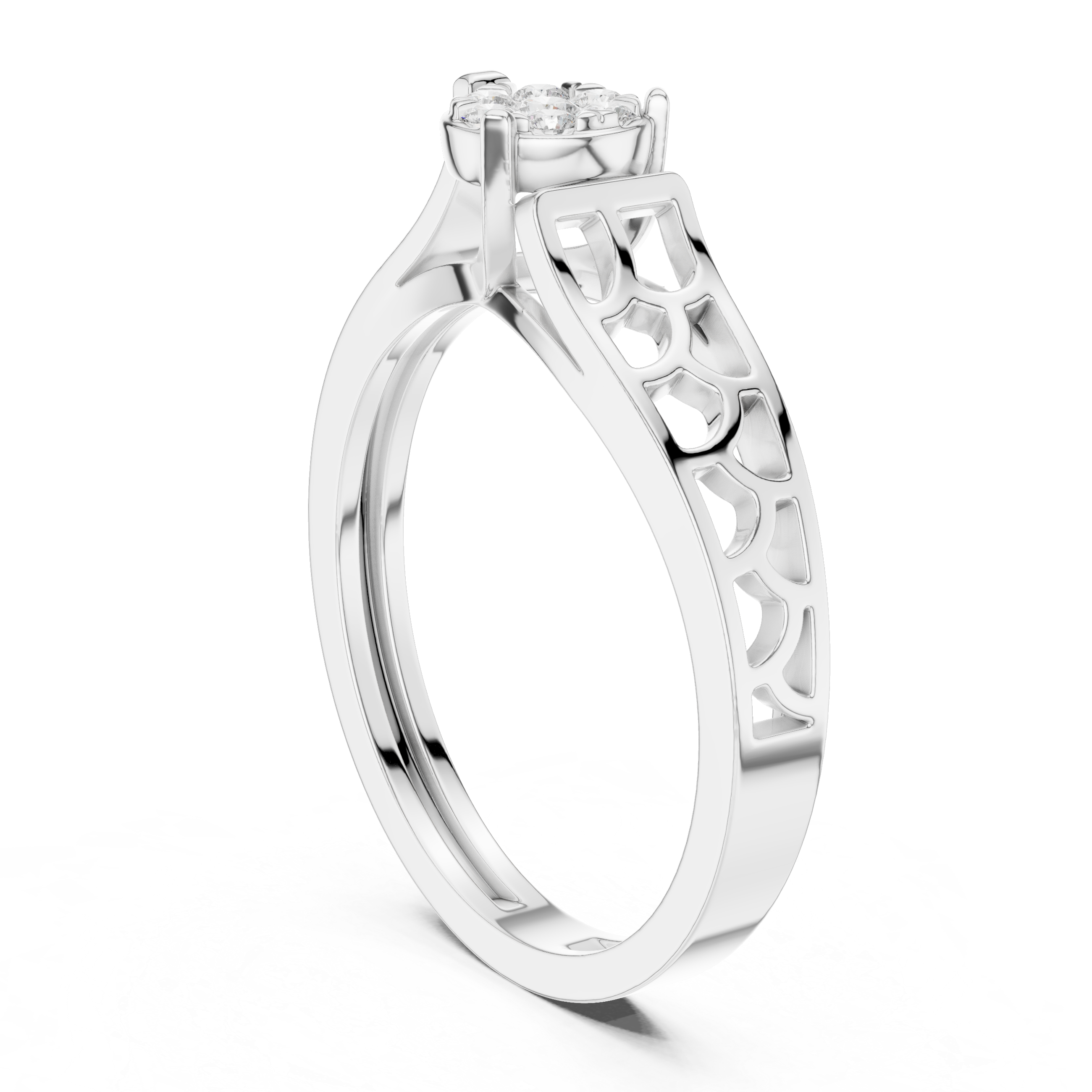 Openwork Floral Cluster Ring