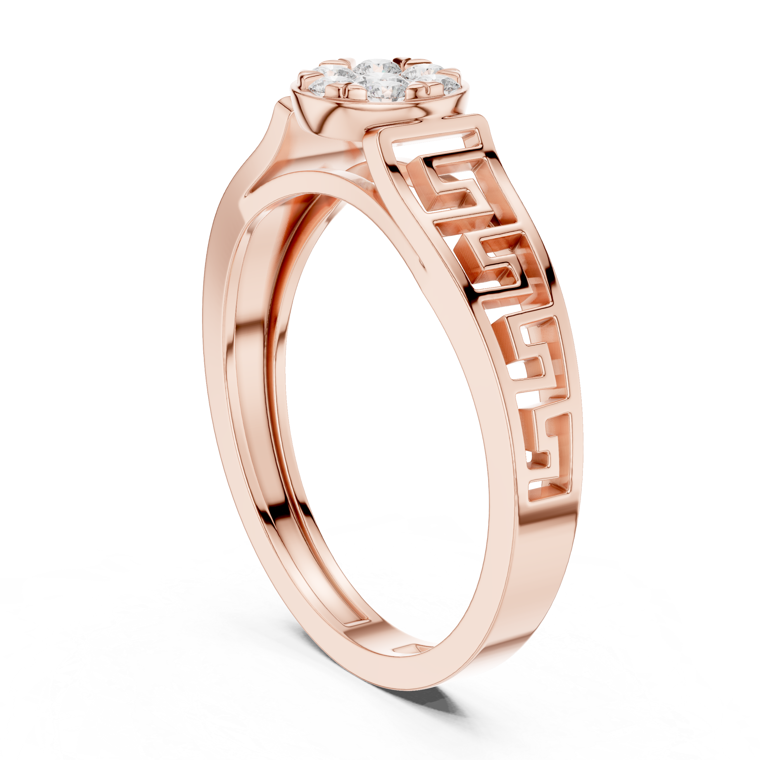 Greek Key Cluster Diamond Ring