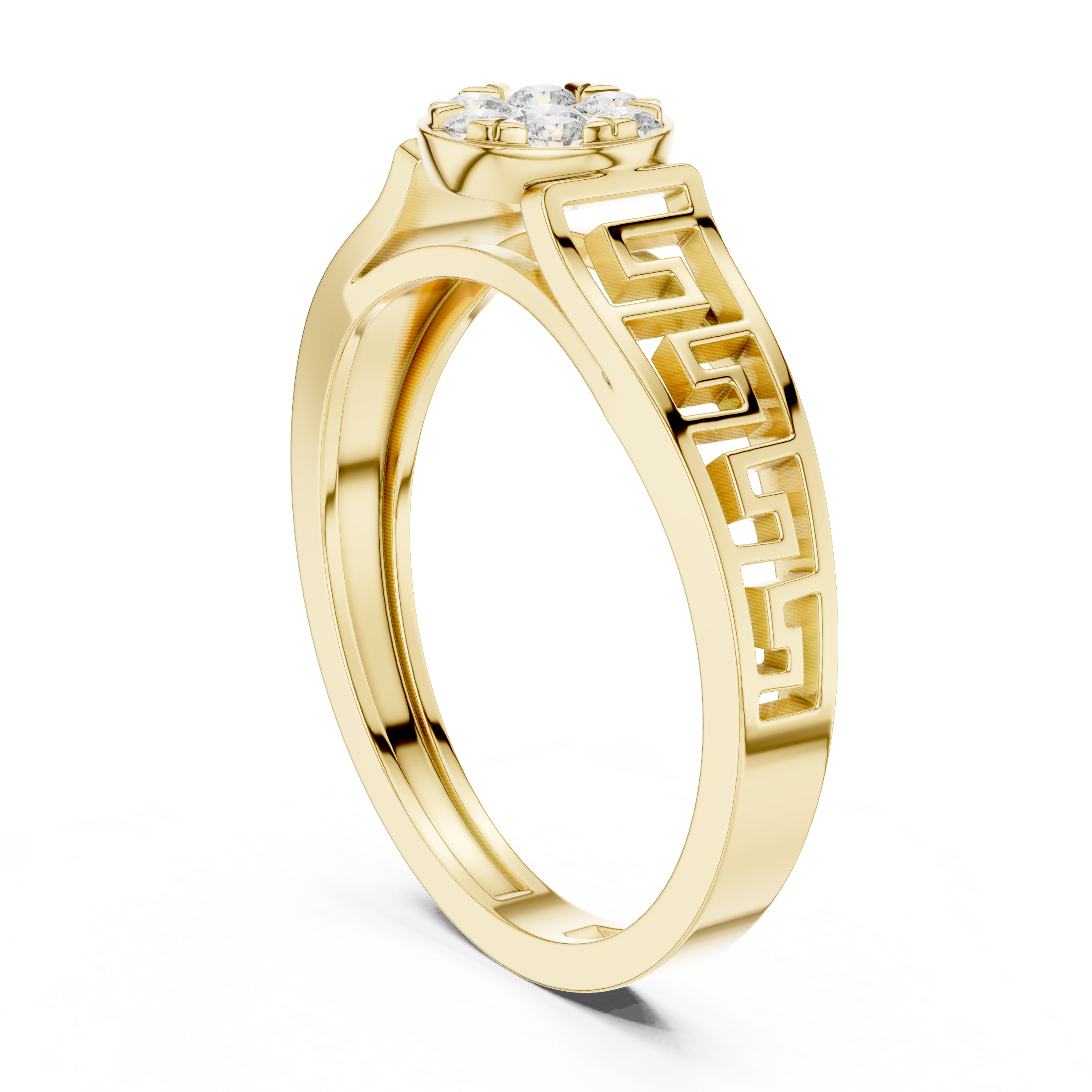 Greek Key Cluster Diamond Ring