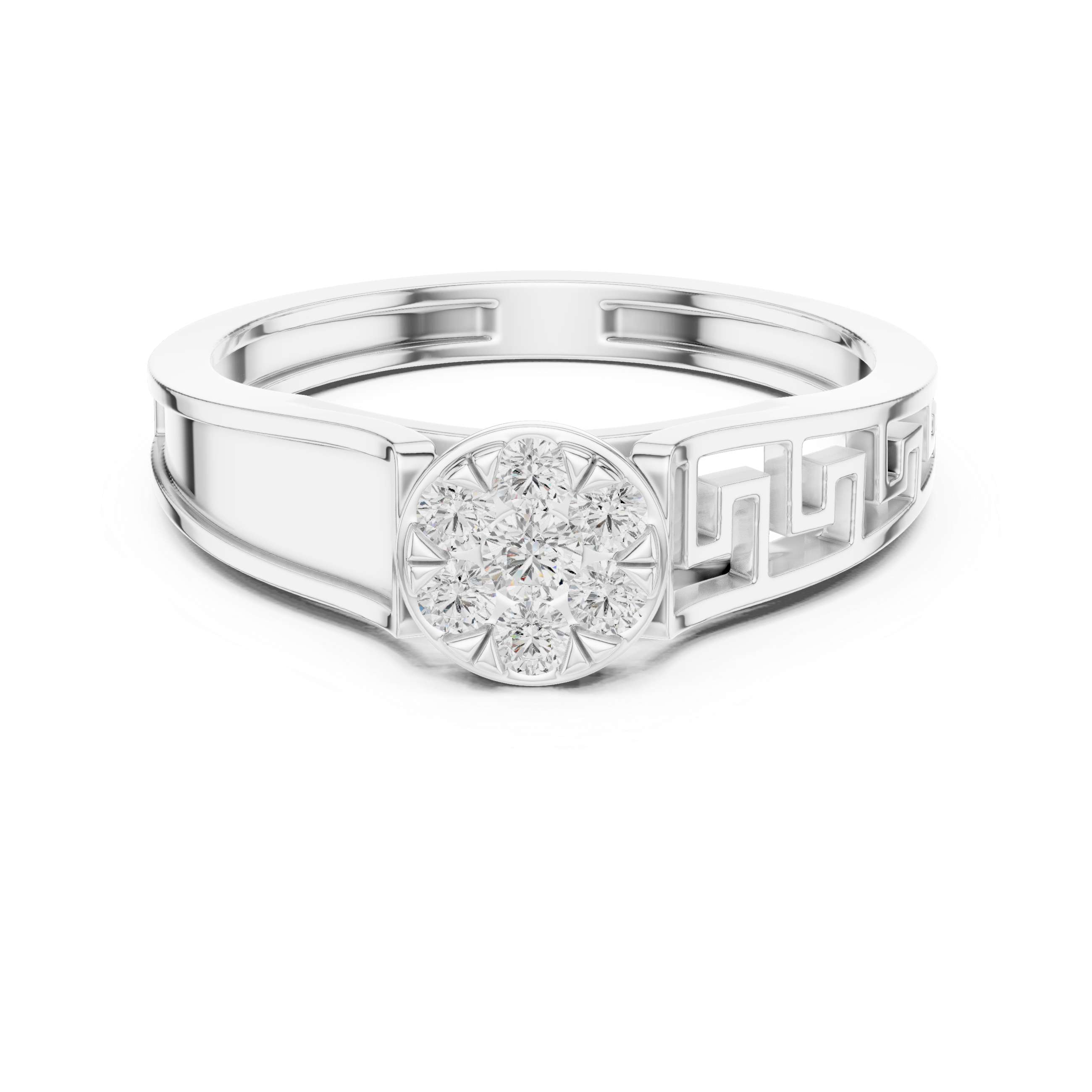 Greek Key Cluster Diamond Ring