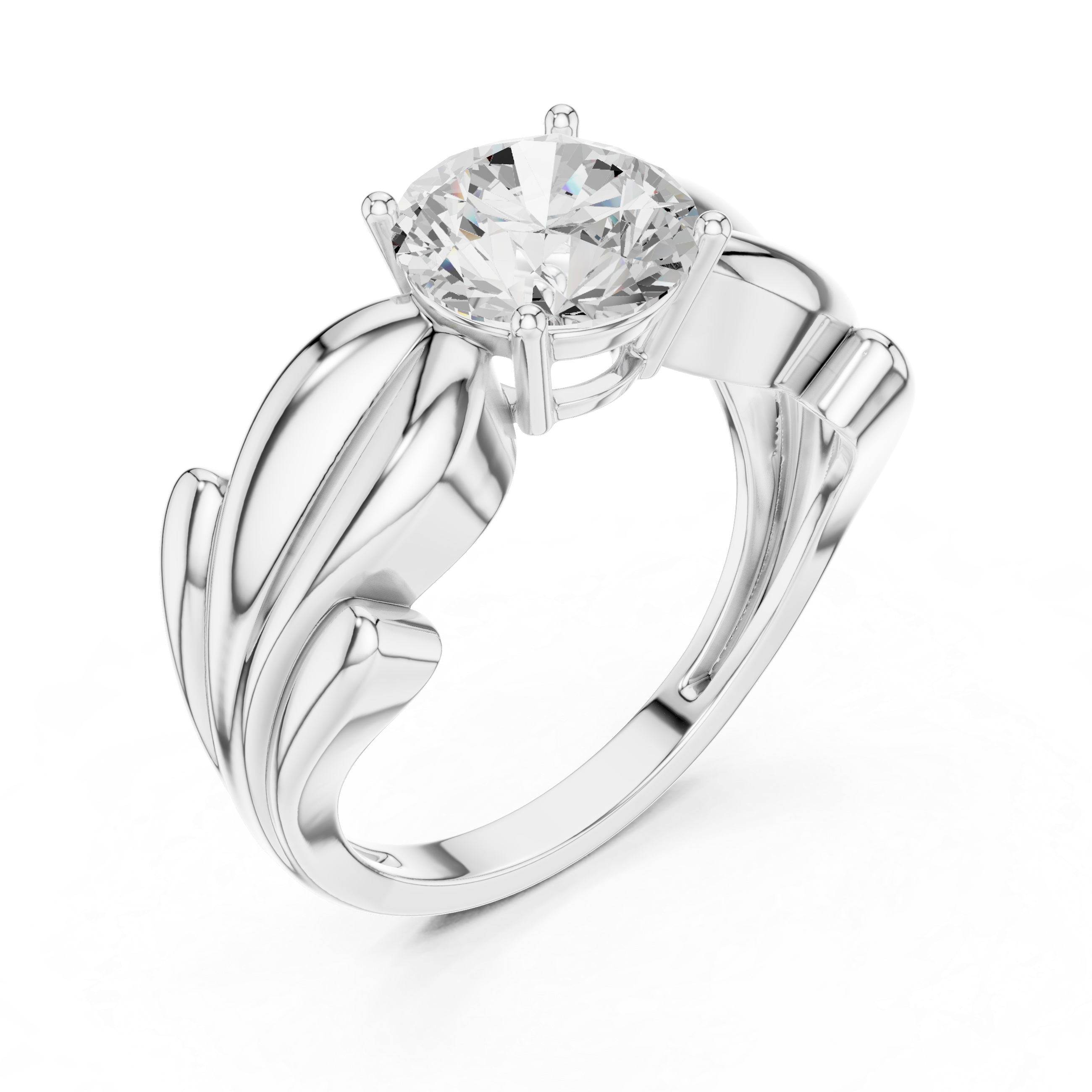 Braided Solitaire Diamond Engagement Ring
