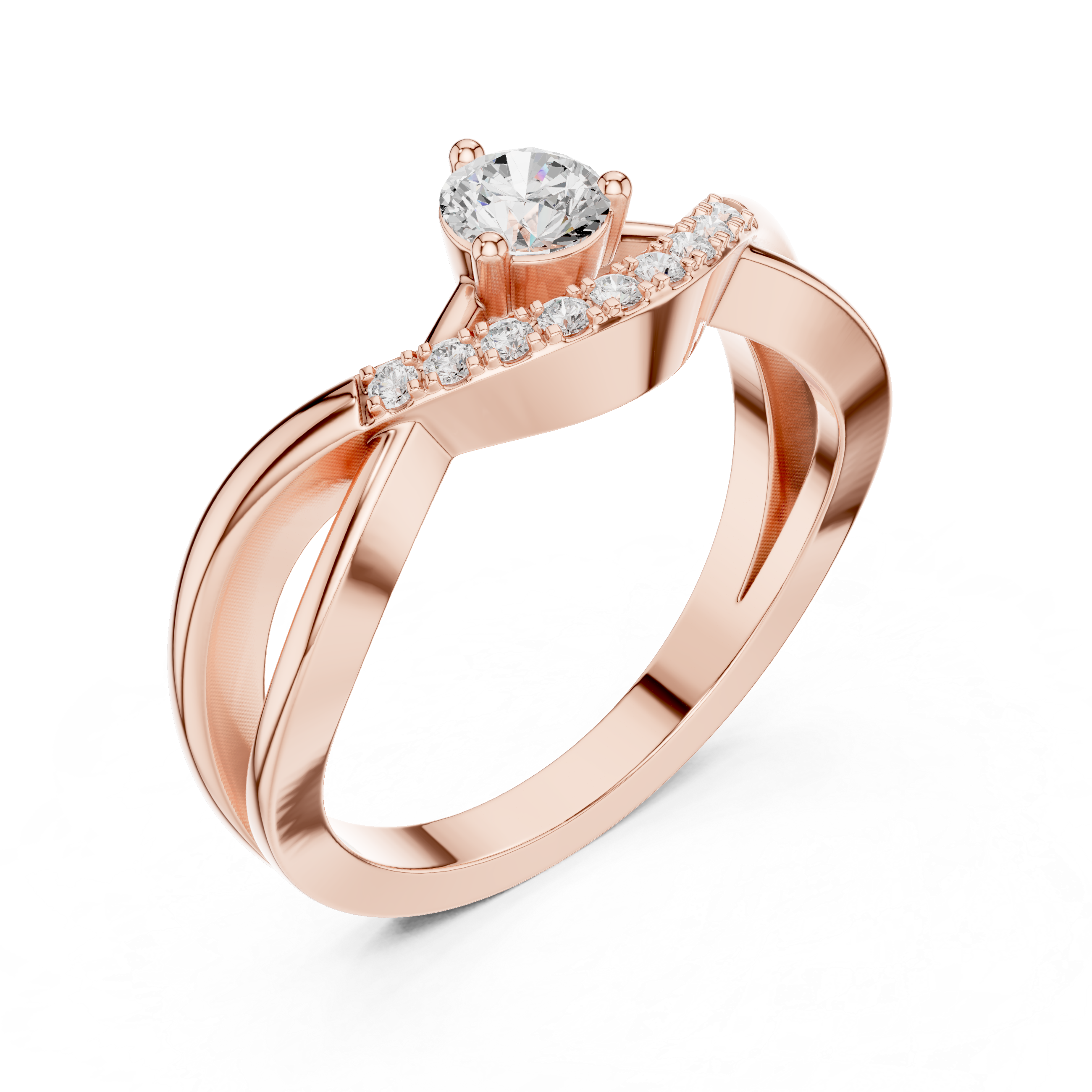 Twisted Pavé Diamond Engagement Ring