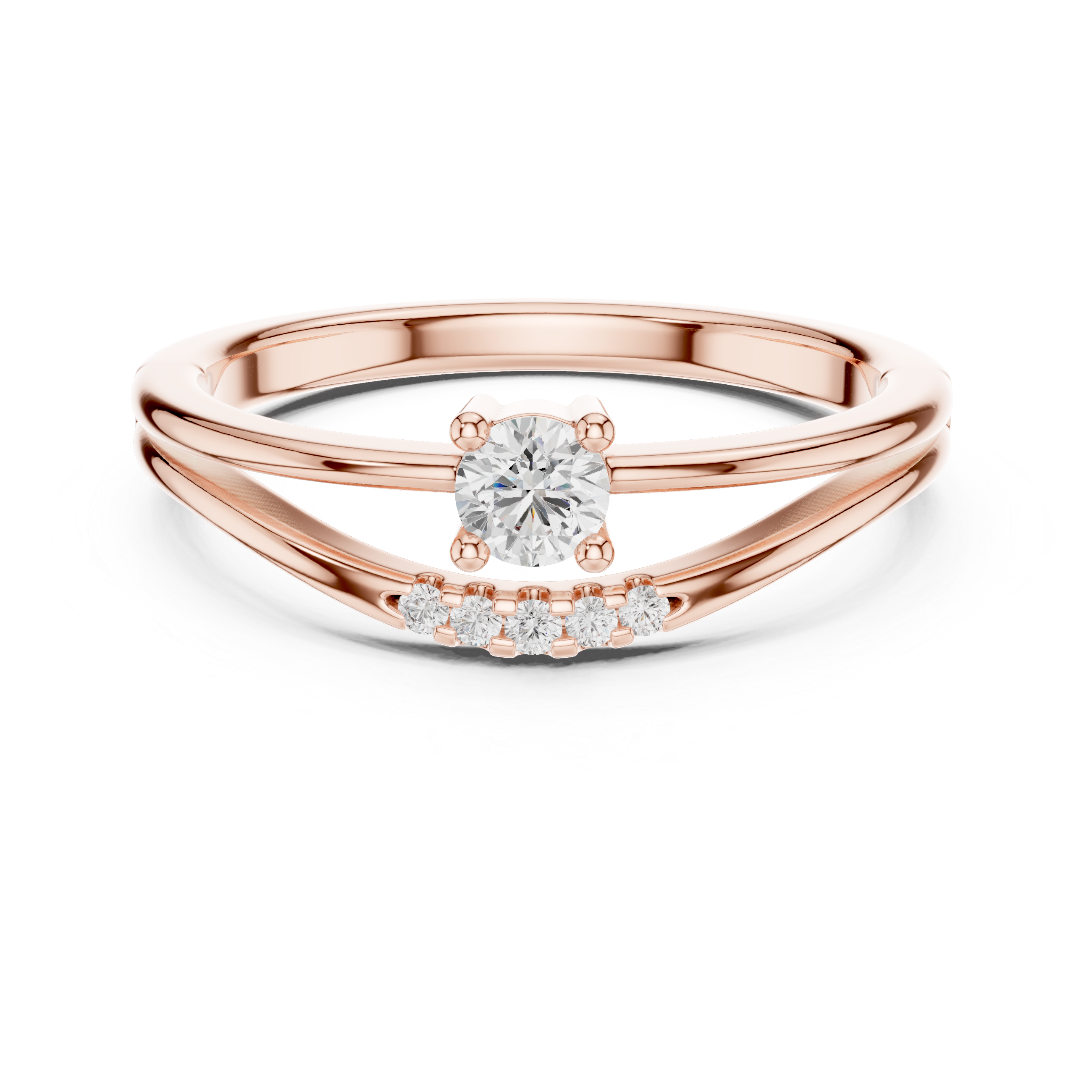Graceful Bypass Diamond Engagement Ring