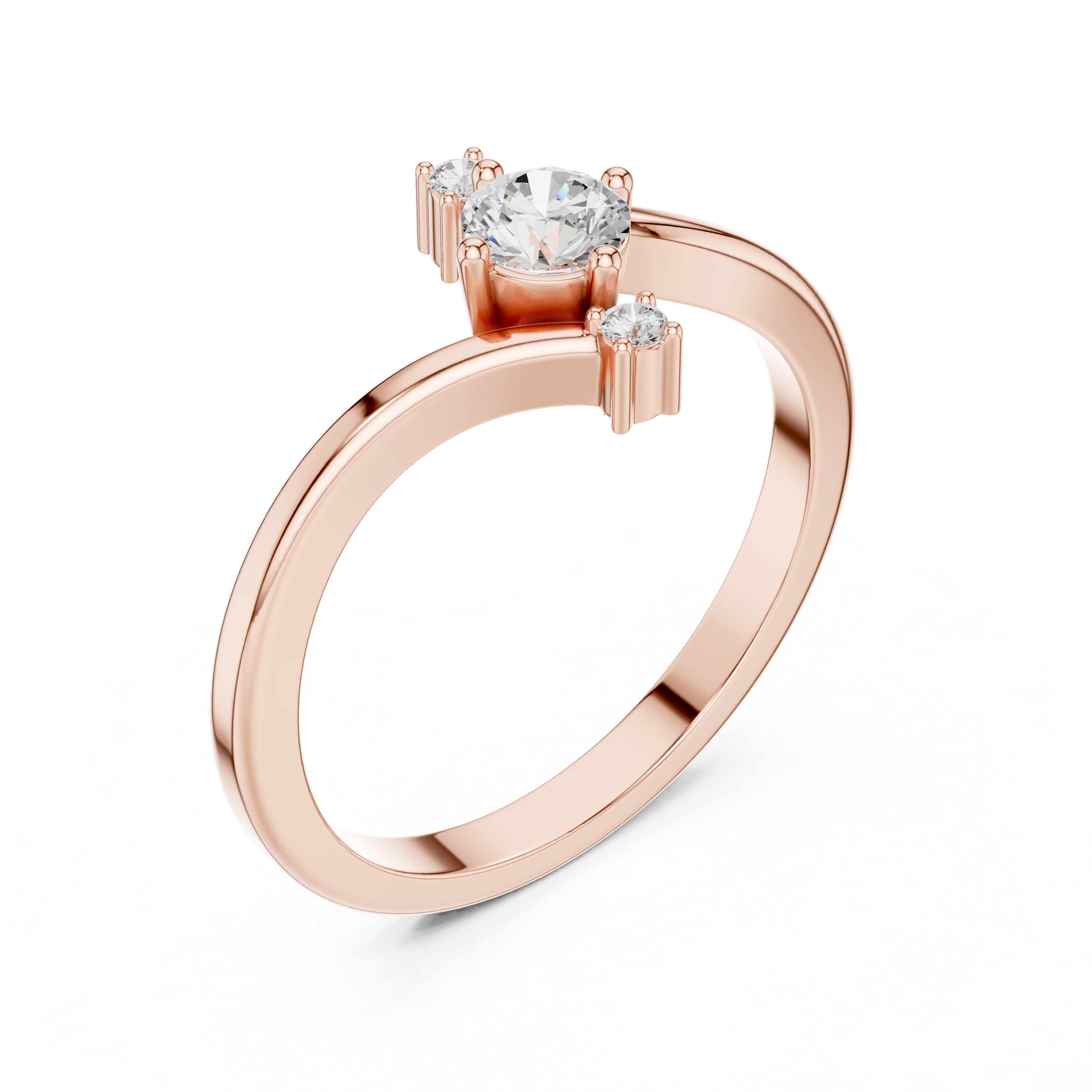 Bypass Diamond Engagement Ring