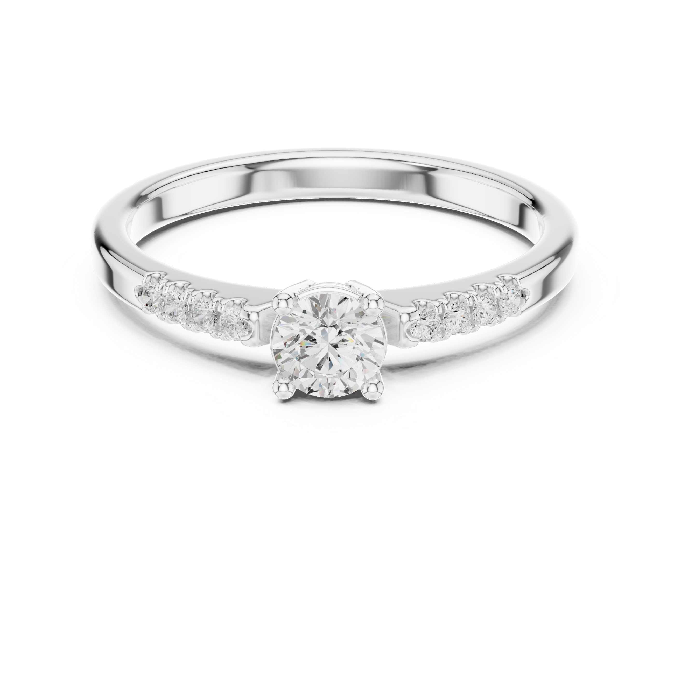 Classic Pavé Diamond Solitaire Ring