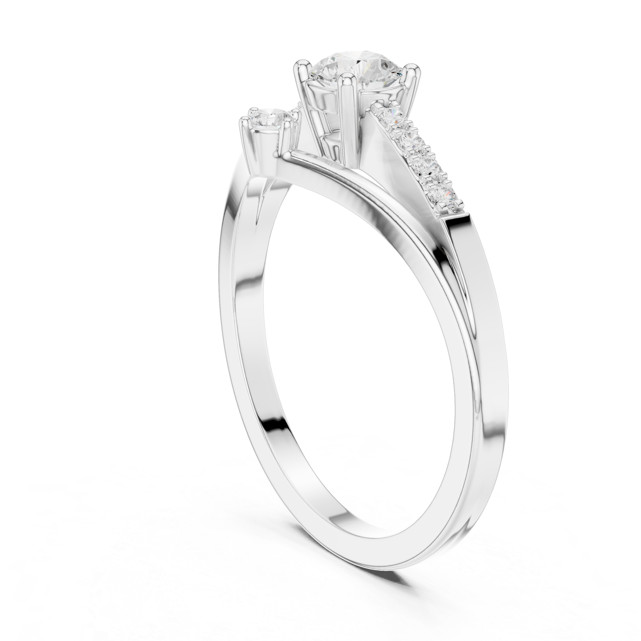 Geometric Double Diamond Engagement Ring