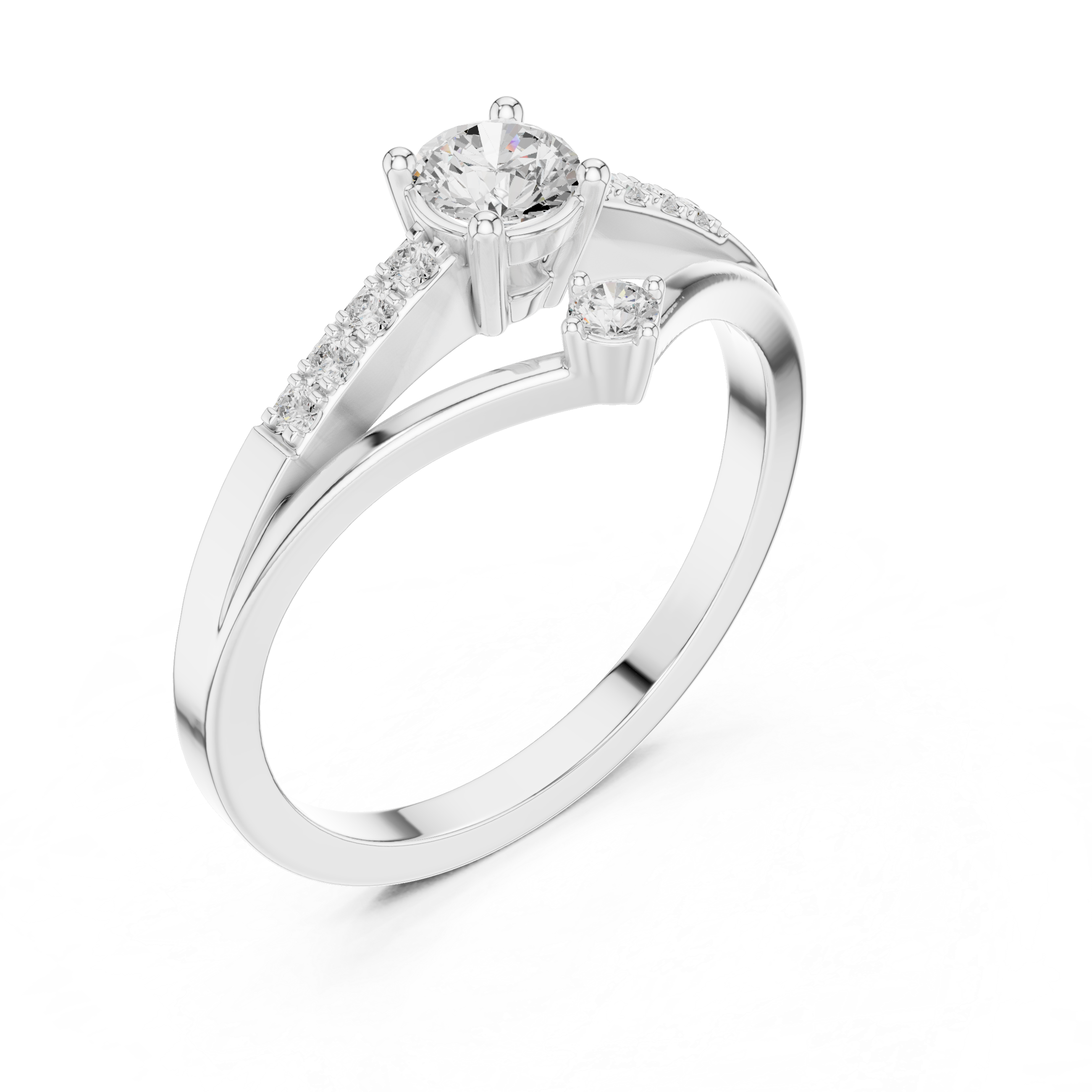 Geometric Double Diamond Engagement Ring