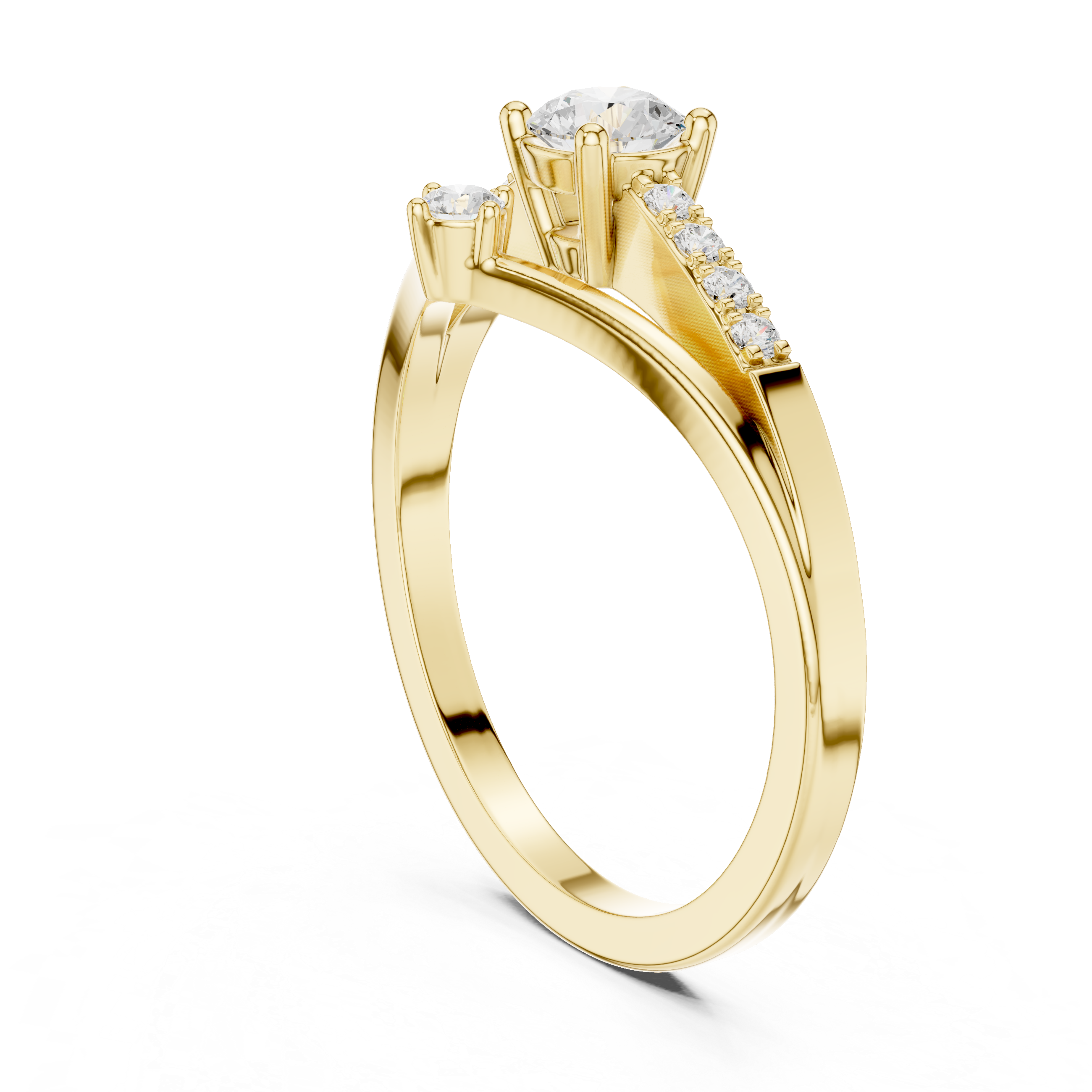 Geometric Double Diamond Engagement Ring