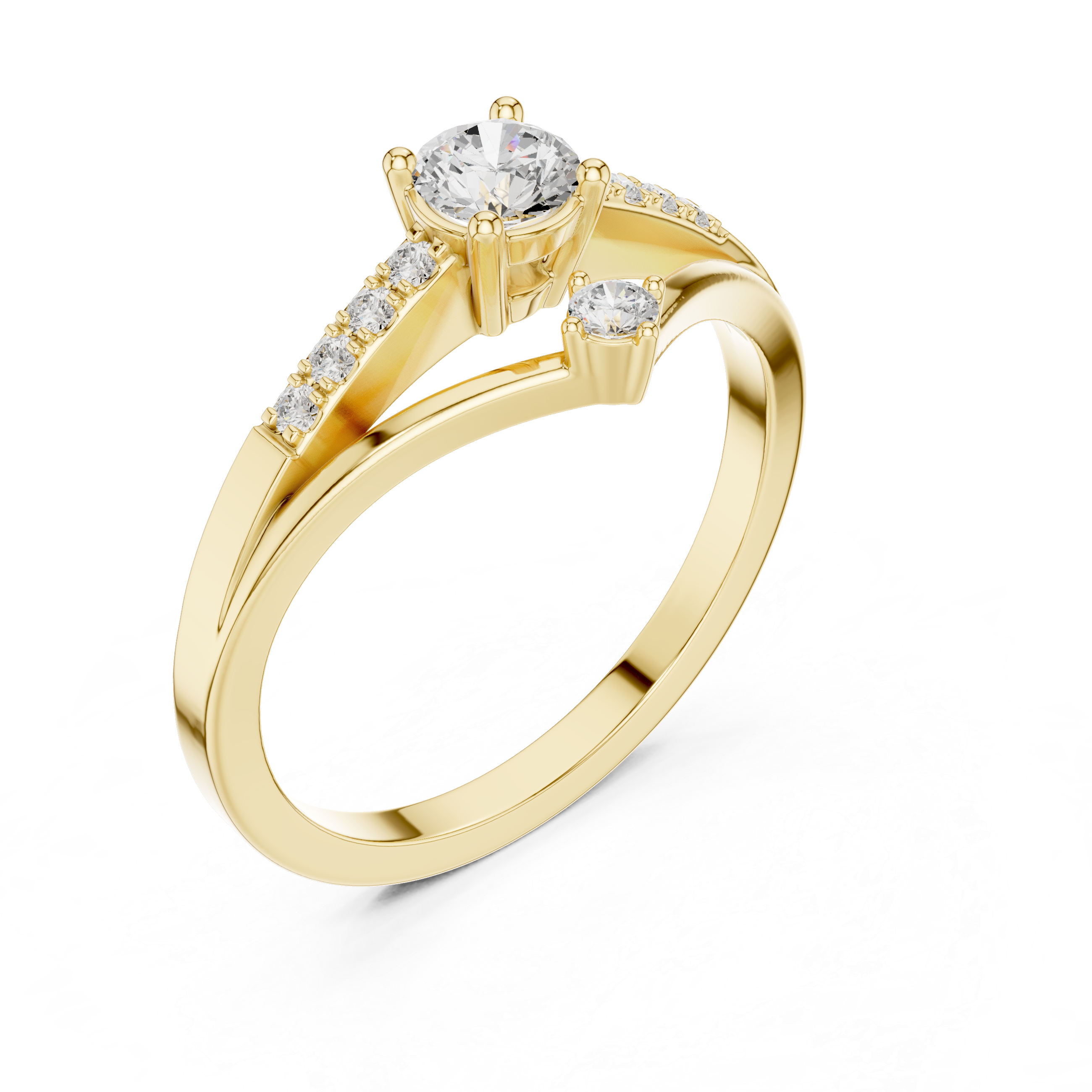 Geometric Double Diamond Engagement Ring