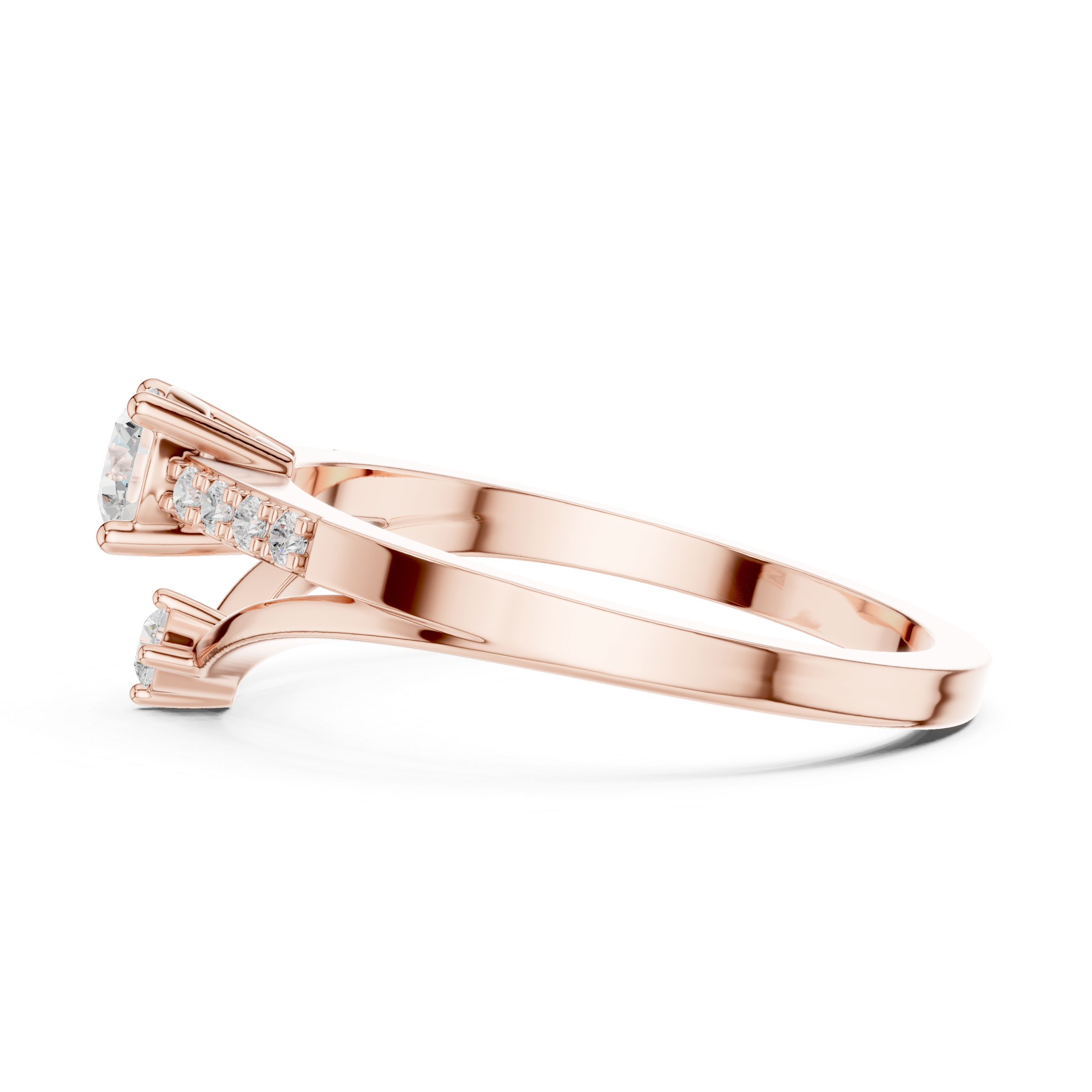 Geometric Double Diamond Engagement Ring