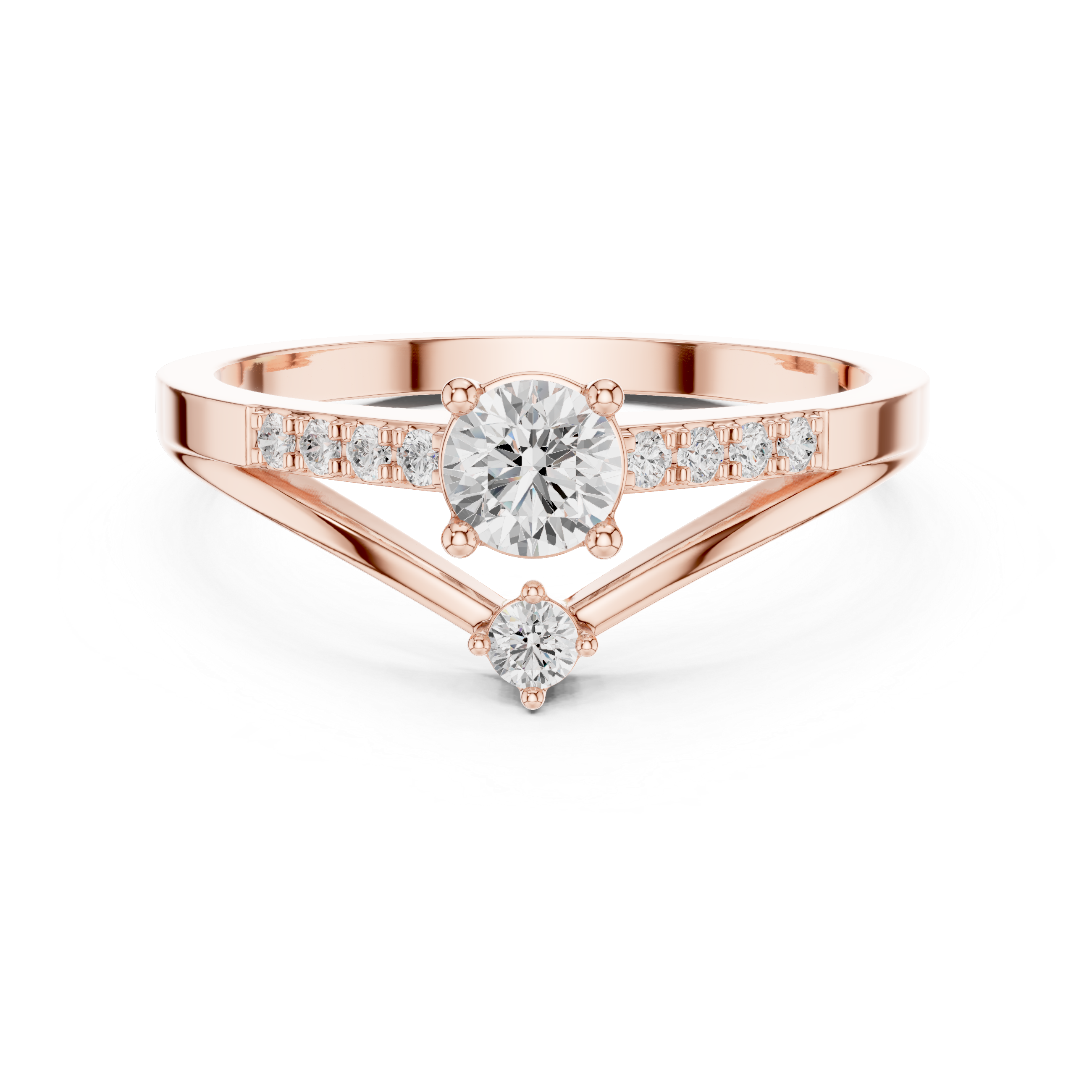 Geometric Double Diamond Engagement Ring