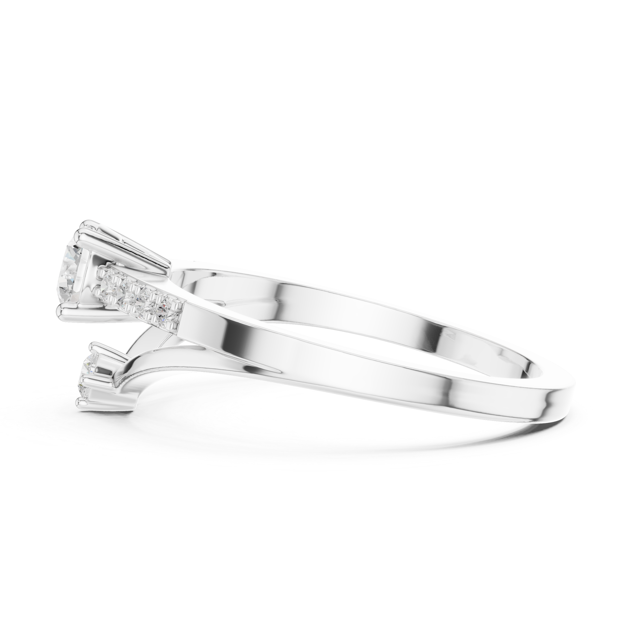 Geometric Double Diamond Engagement Ring