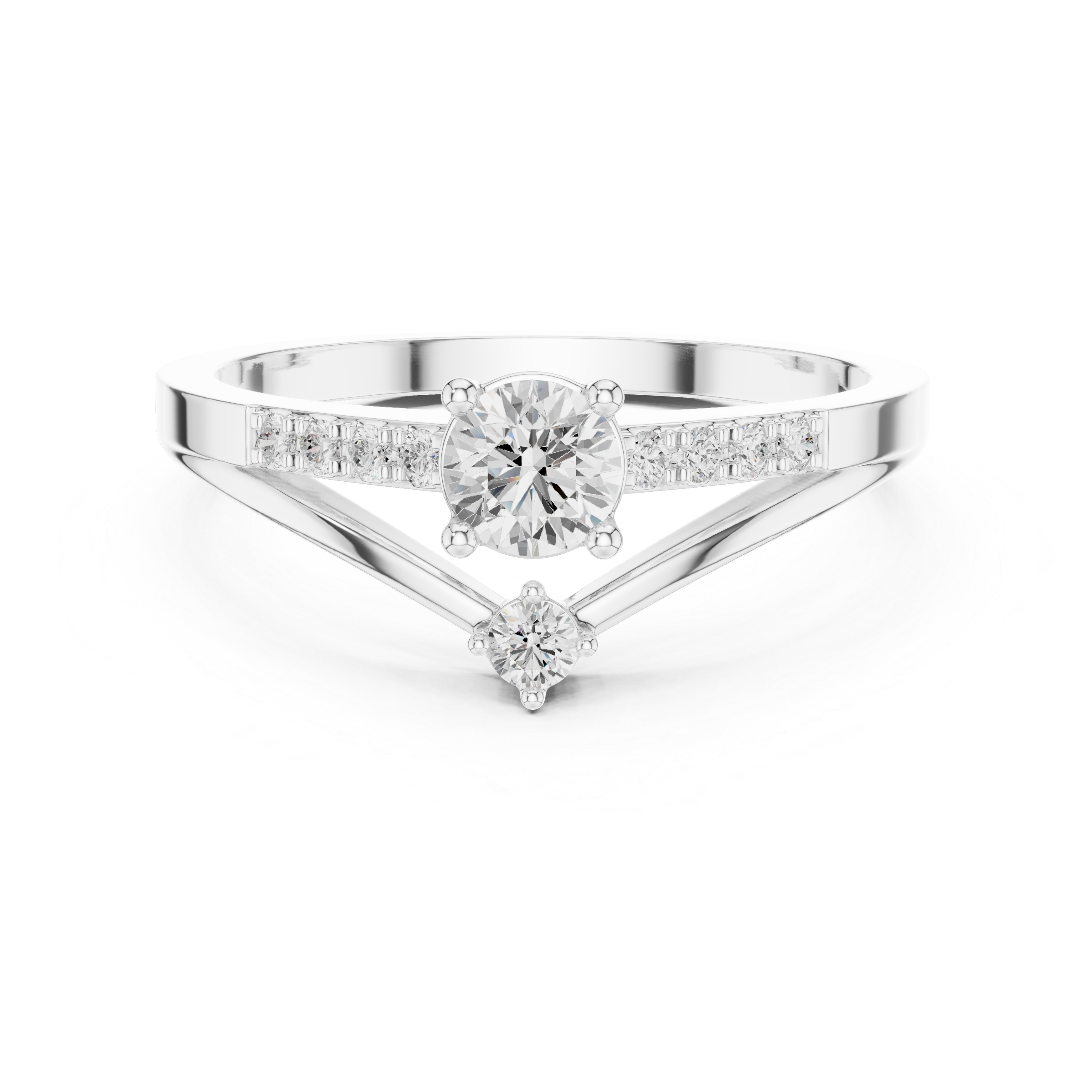 Geometric Double Diamond Engagement Ring