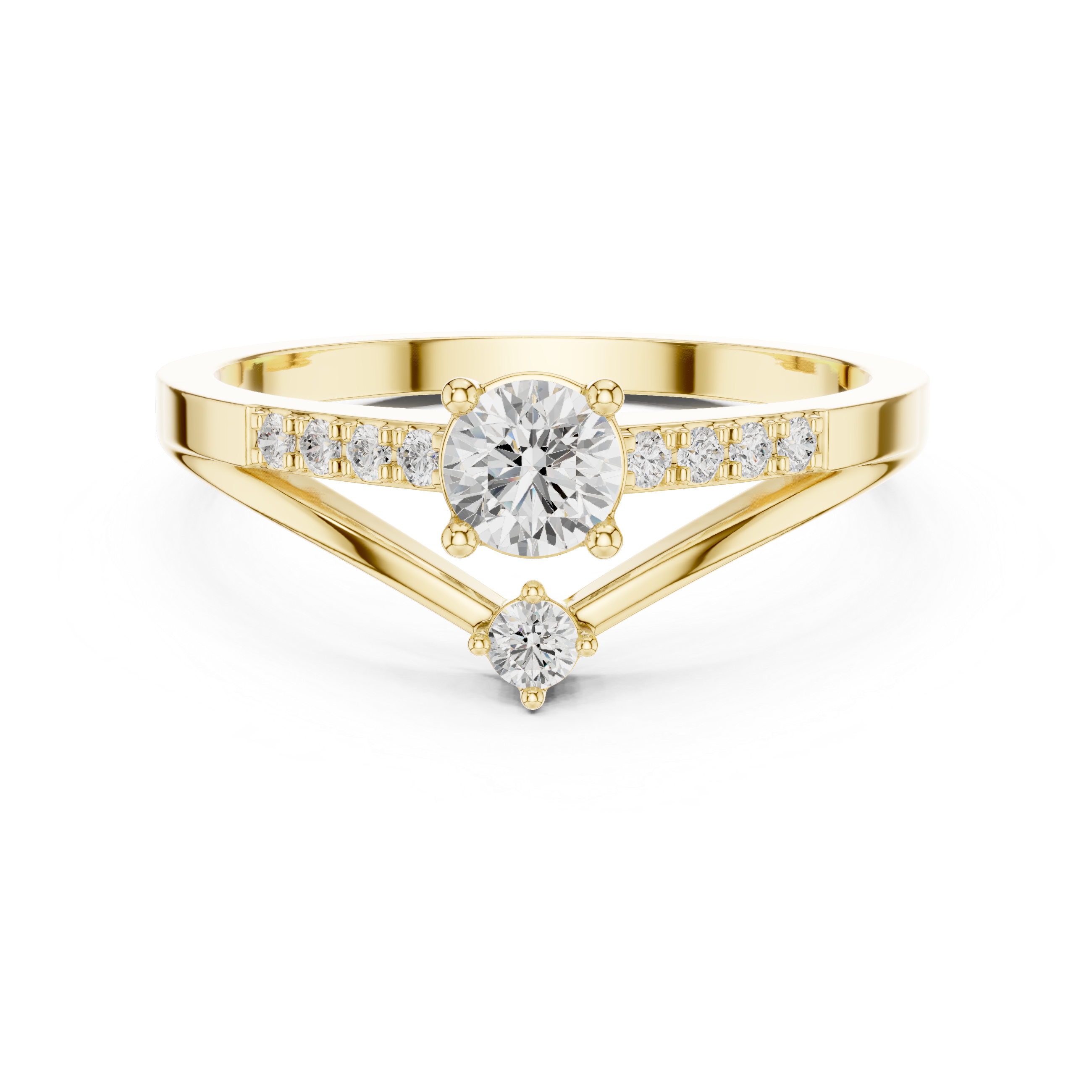 Geometric Double Diamond Engagement Ring