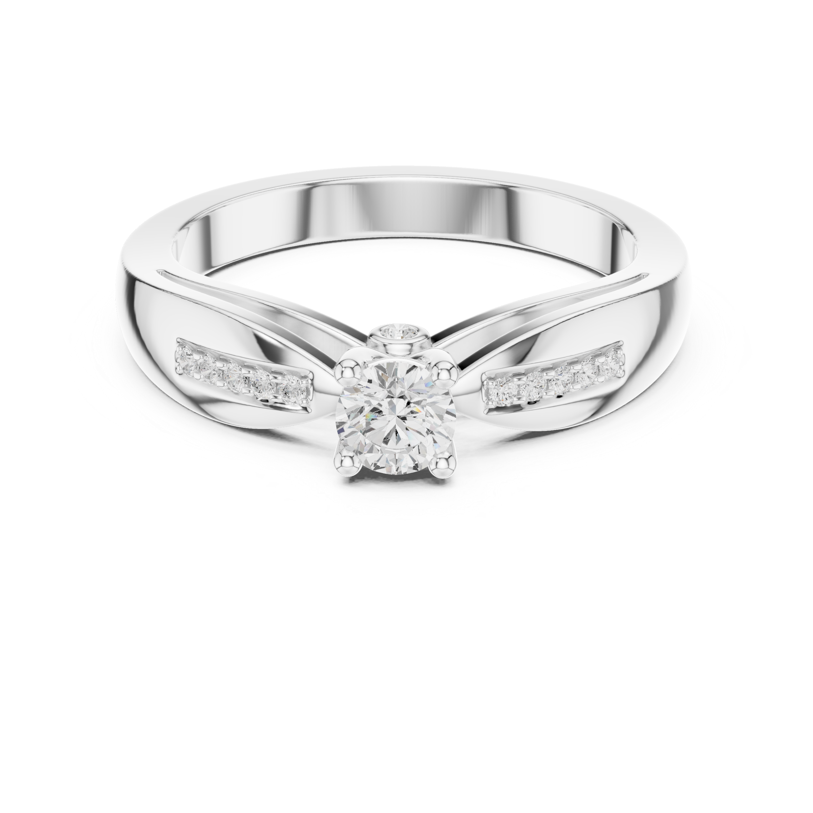 Twisted Split Shank Diamond Engagement Ring – Modern Solitaire Ring with Pavé Accents – 0.26 CT Total Weight