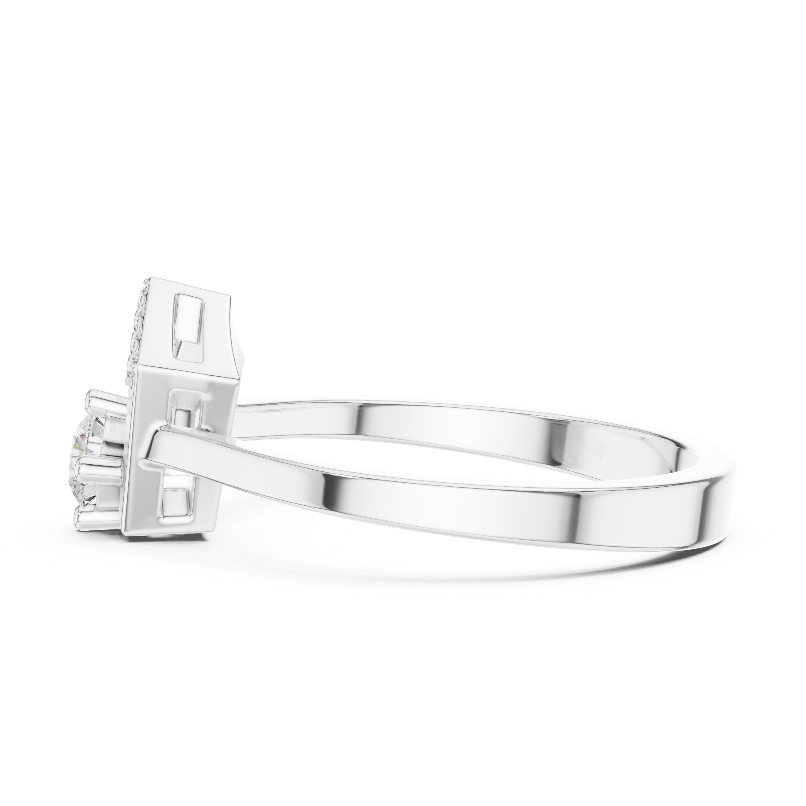 Twisted Halo Diamond Engagement Ring – Modern Swirl Solitaire Ring – 0.20 CT Total Weight Description