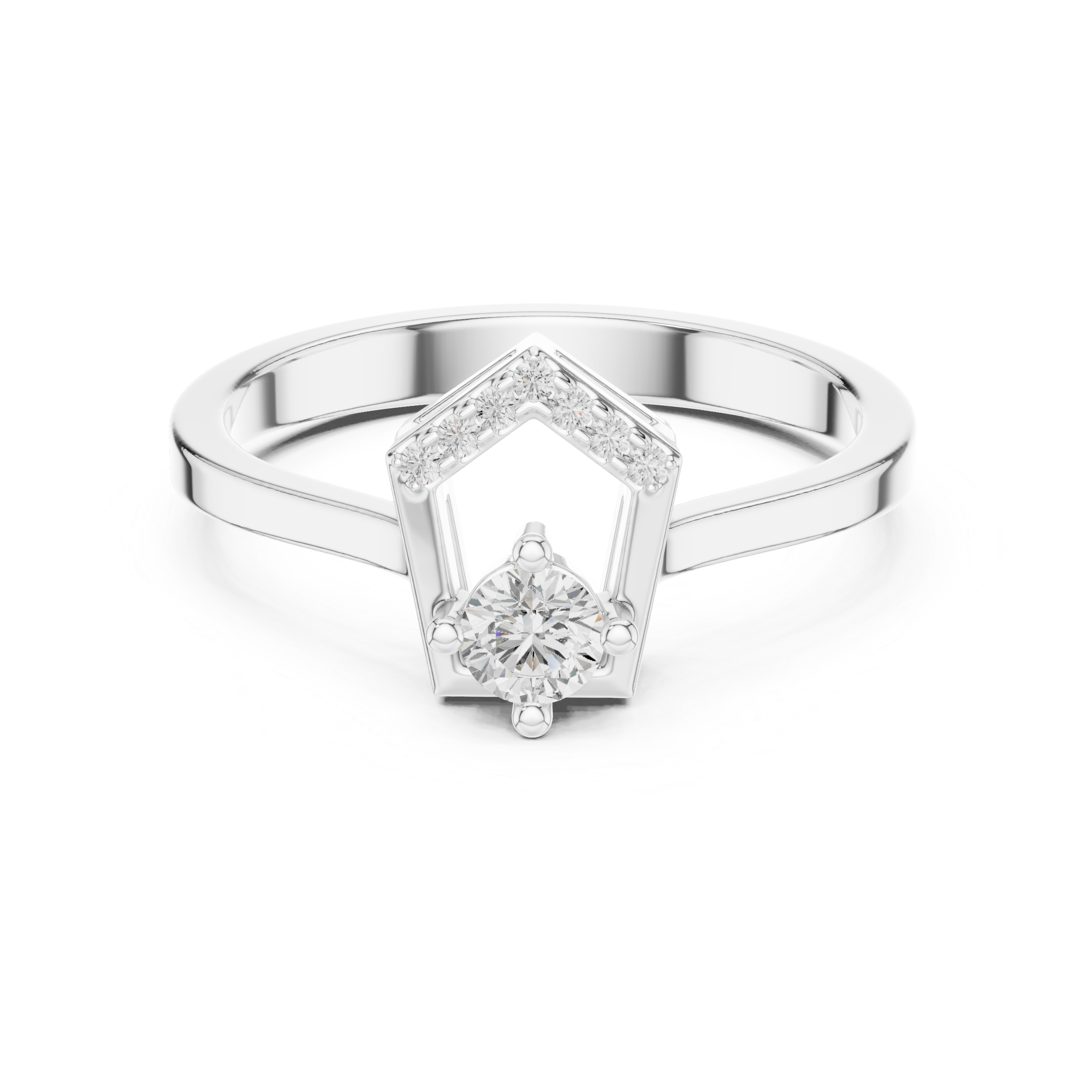 Twisted Halo Diamond Engagement Ring – Modern Swirl Solitaire Ring – 0.20 CT Total Weight Description