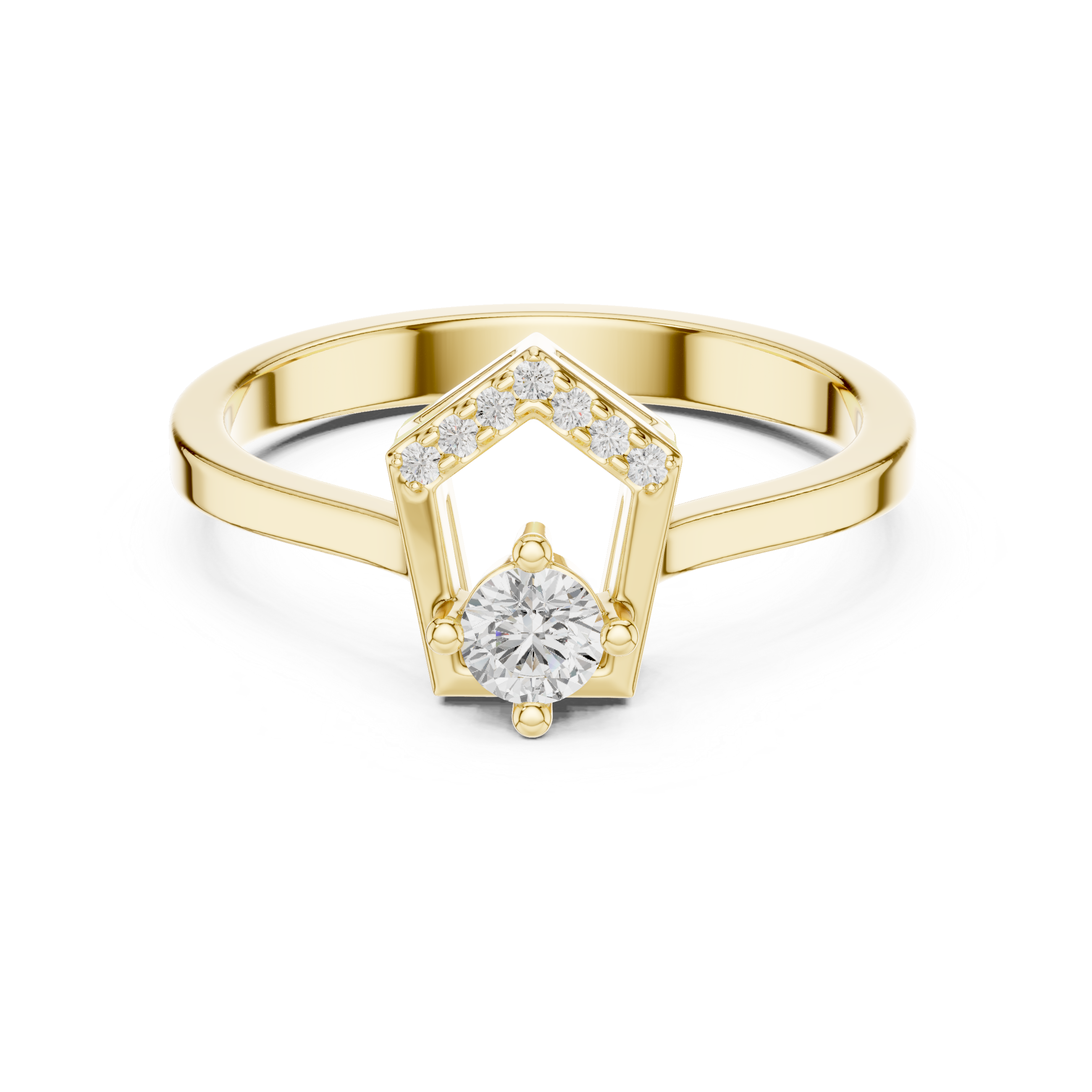 Twisted Halo Diamond Engagement Ring – Modern Swirl Solitaire Ring – 0.20 CT Total Weight Description