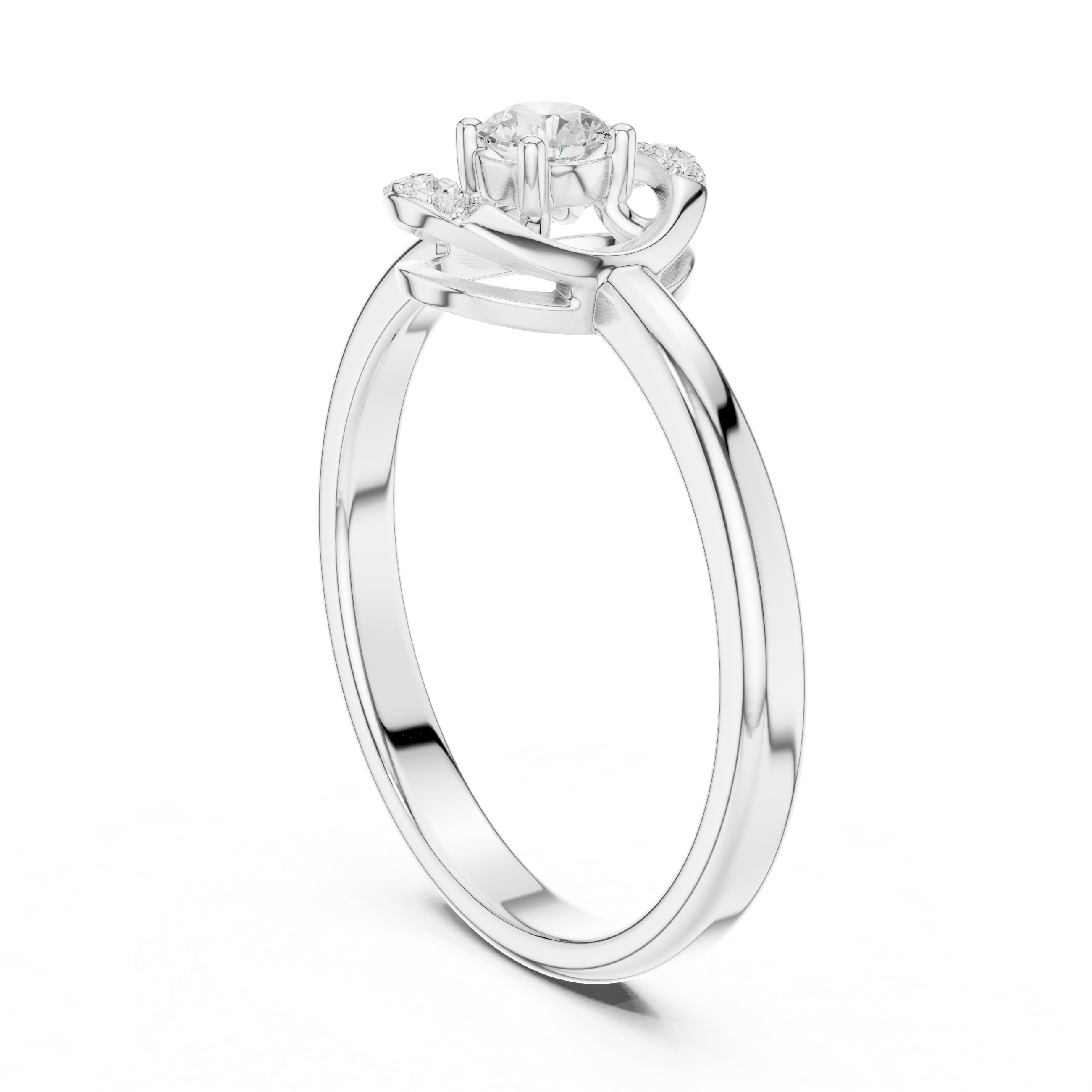 Minimalist Oval Diamond Halo Engagement Ring – Open Circle Solitaire Ring – 0.18 CT Total Weight
