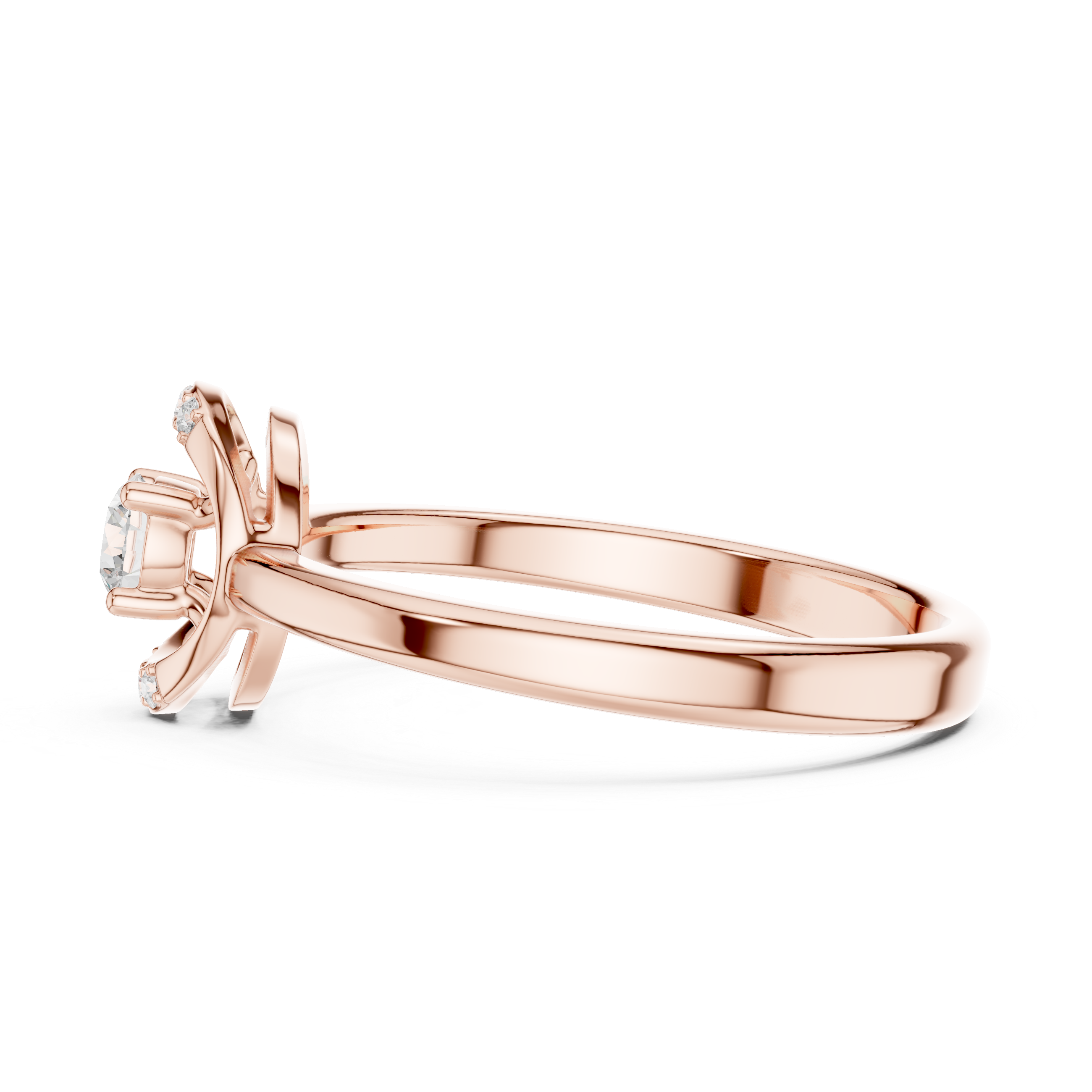 Minimalist Oval Diamond Halo Engagement Ring – Open Circle Solitaire Ring – 0.18 CT Total Weight
