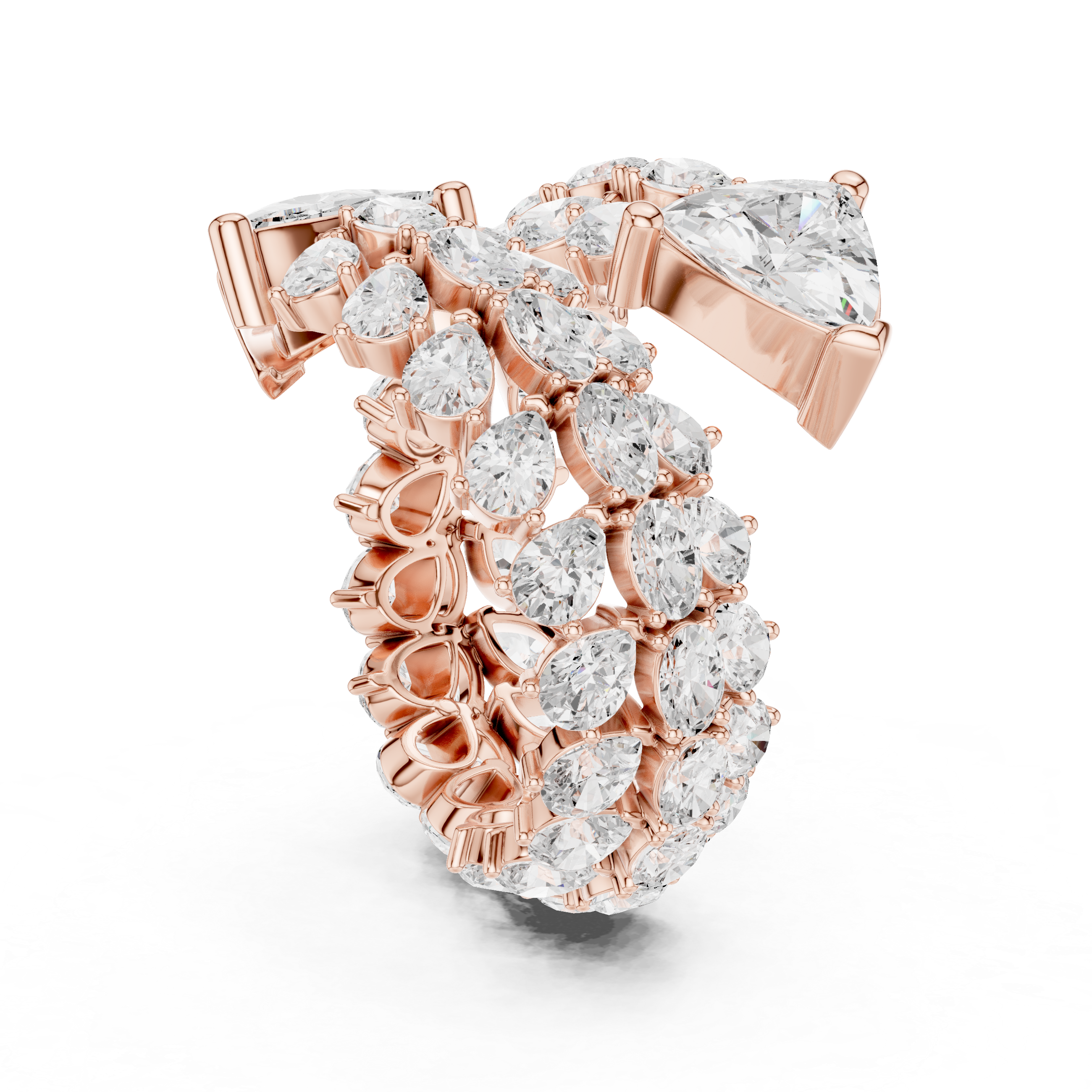 Luxury Double Trillion Diamond Cocktail Ring with Floral Marquise Cluster Design – 6.92 CT Total Weight