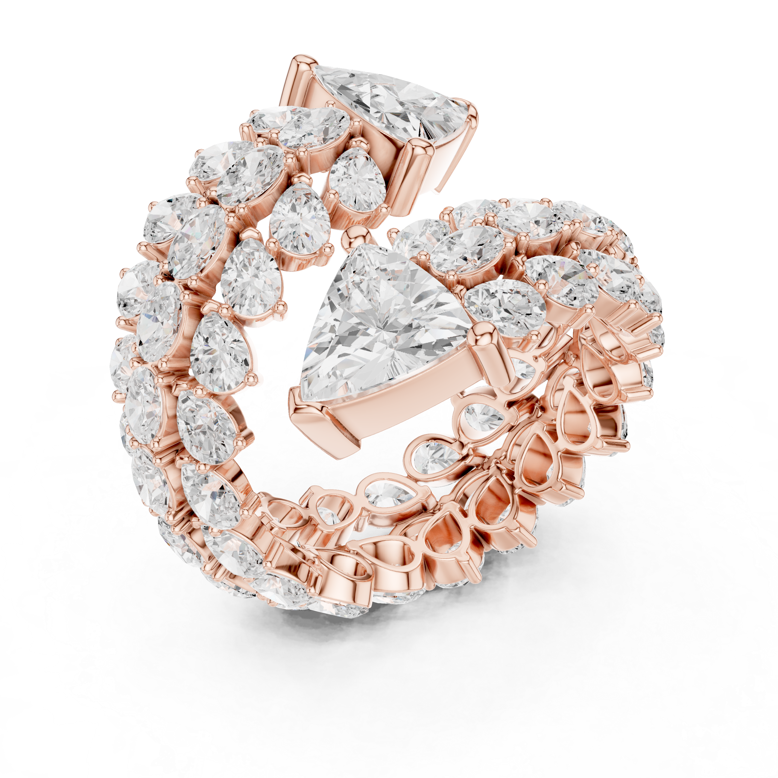 Luxury Double Trillion Diamond Cocktail Ring with Floral Marquise Cluster Design – 6.92 CT Total Weight