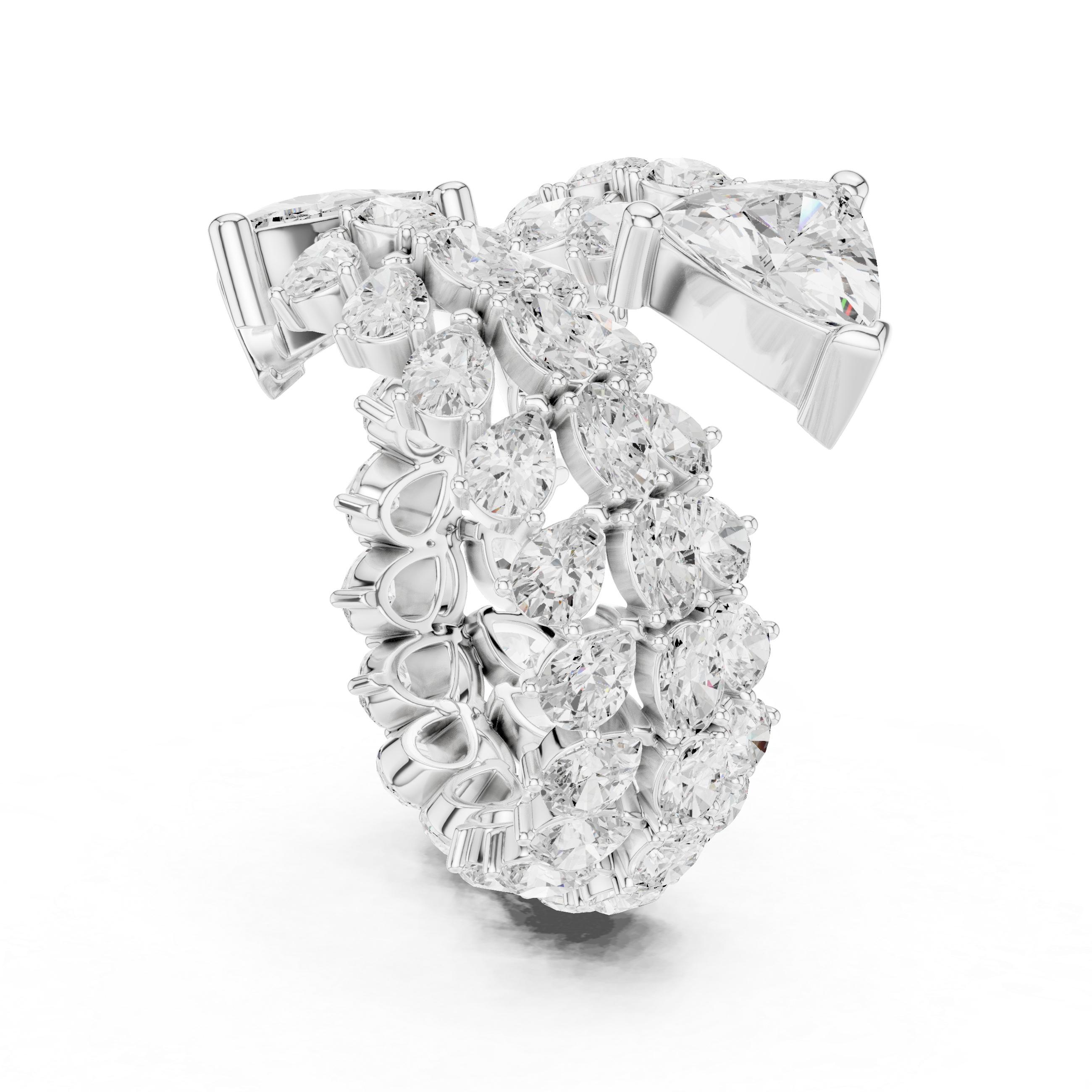 Luxury Double Trillion Diamond Cocktail Ring with Floral Marquise Cluster Design – 6.92 CT Total Weight