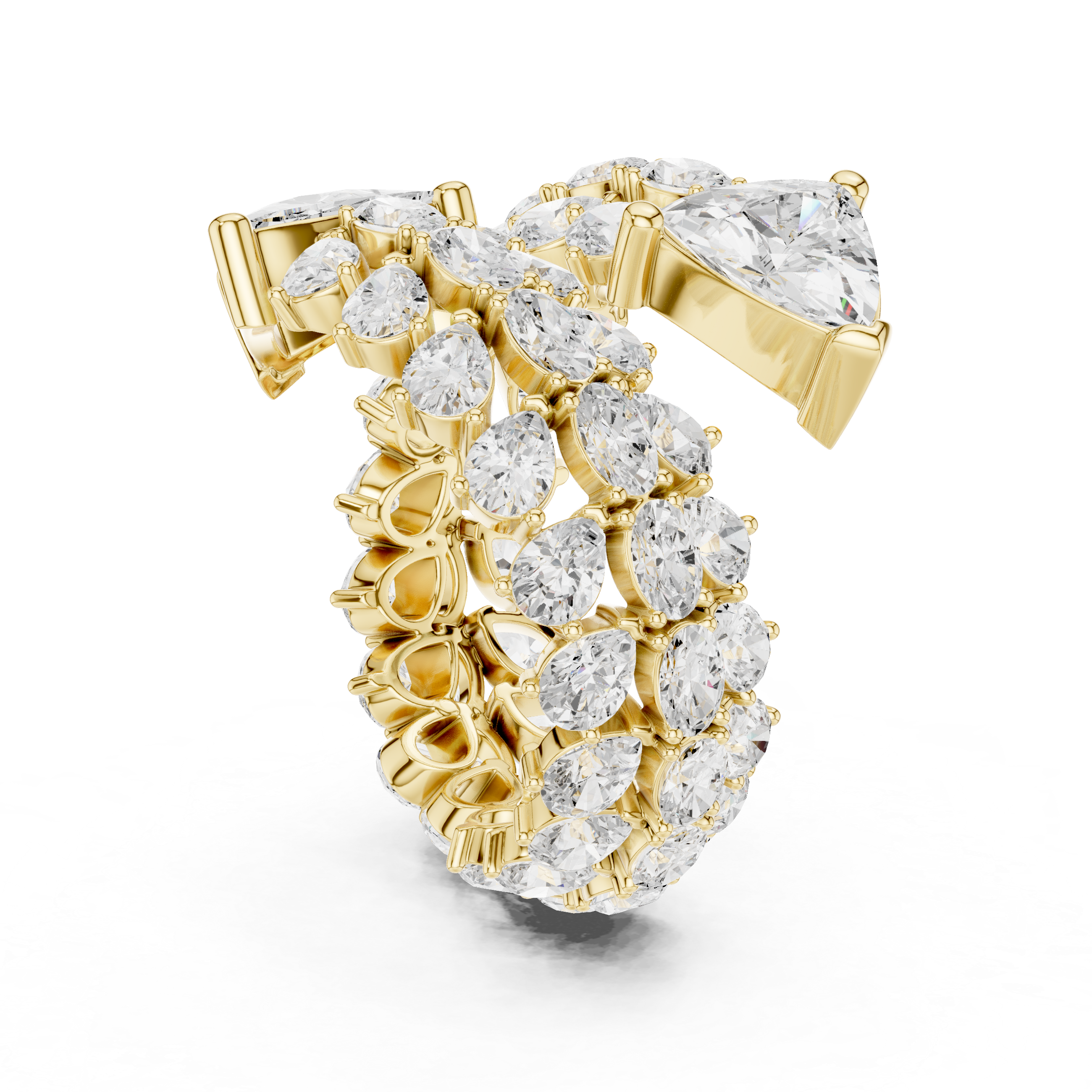 Luxury Double Trillion Diamond Cocktail Ring with Floral Marquise Cluster Design – 6.92 CT Total Weight
