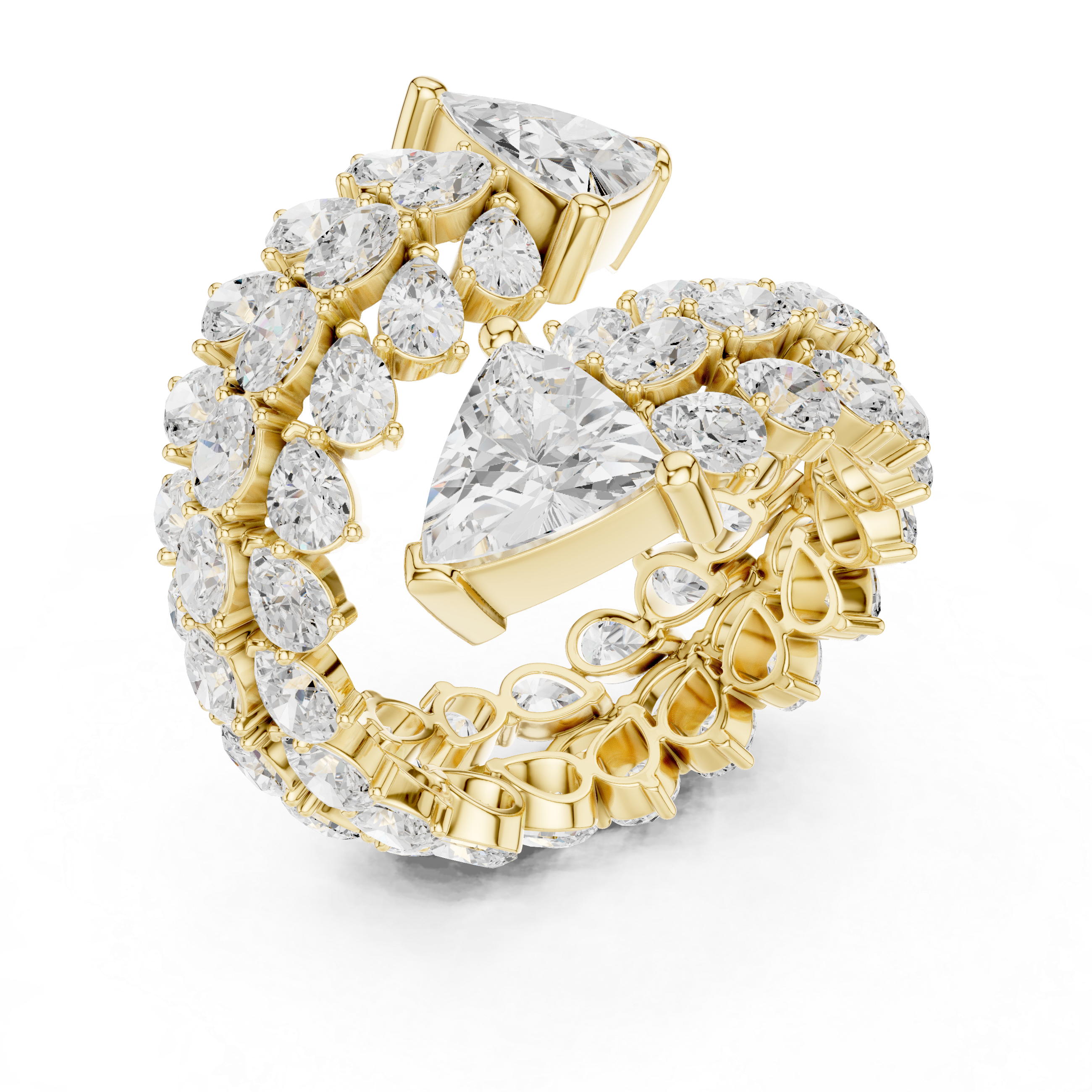 Luxury Double Trillion Diamond Cocktail Ring with Floral Marquise Cluster Design – 6.92 CT Total Weight