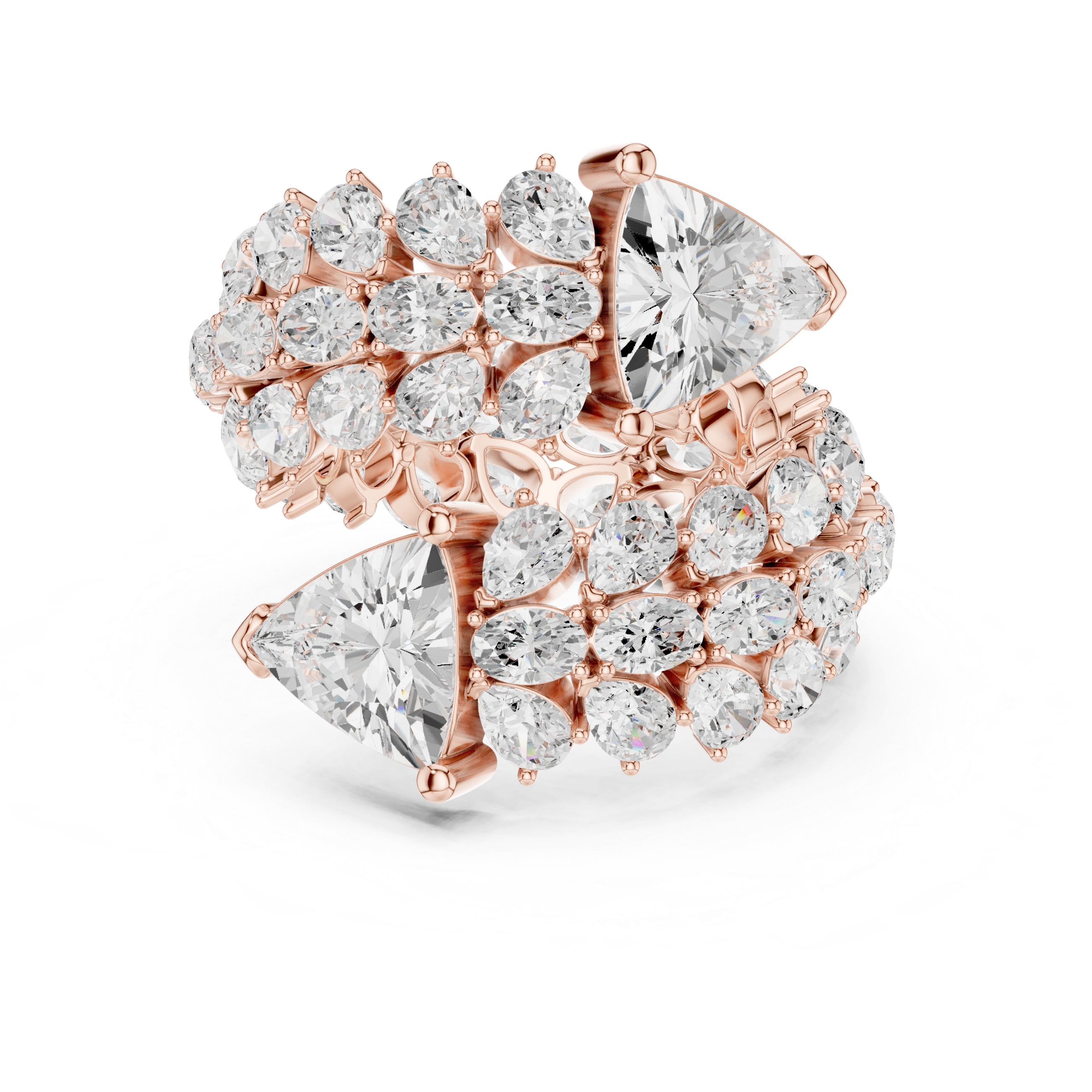 Luxury Double Trillion Diamond Cocktail Ring with Floral Marquise Cluster Design – 6.92 CT Total Weight