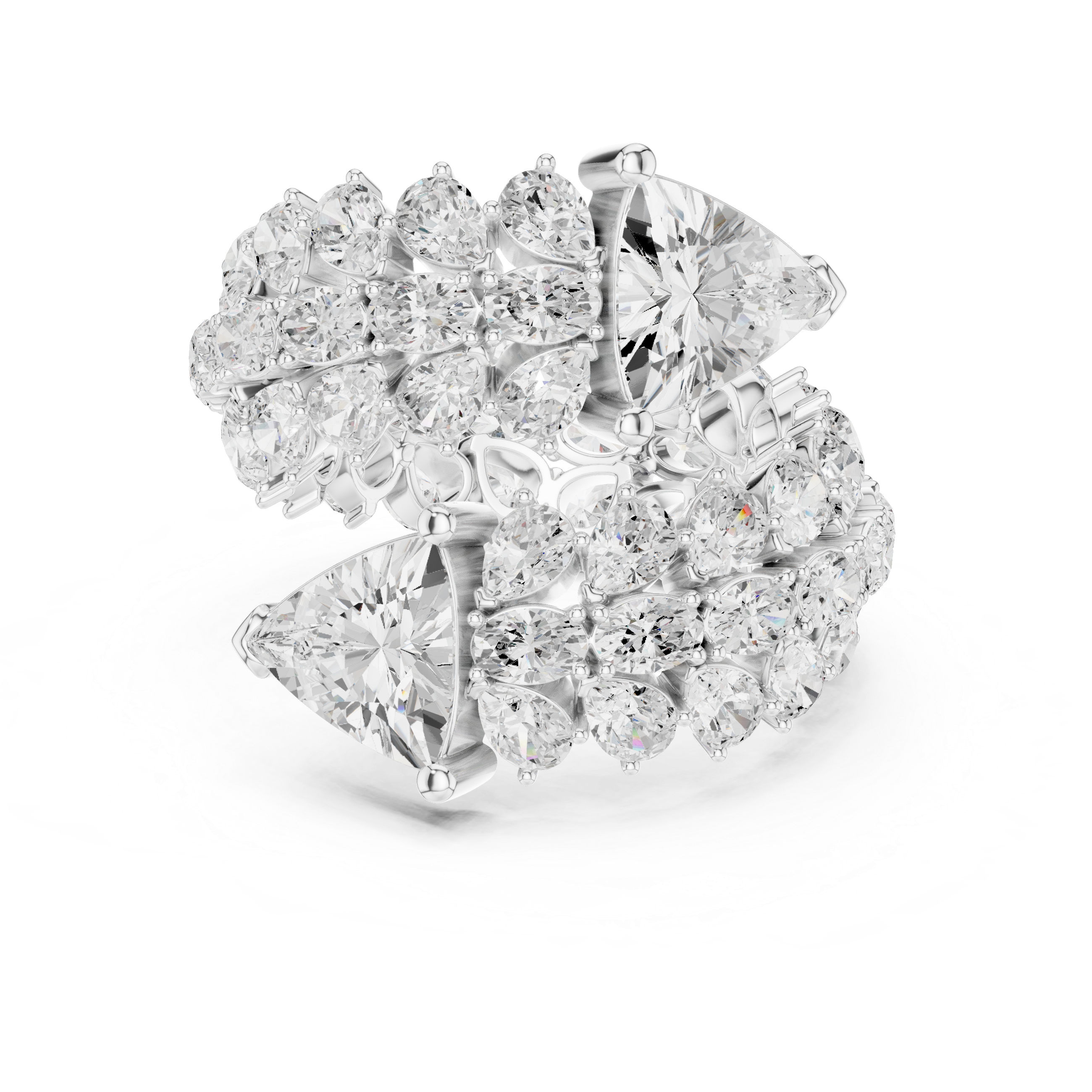 Luxury Double Trillion Diamond Cocktail Ring with Floral Marquise Cluster Design – 6.92 CT Total Weight