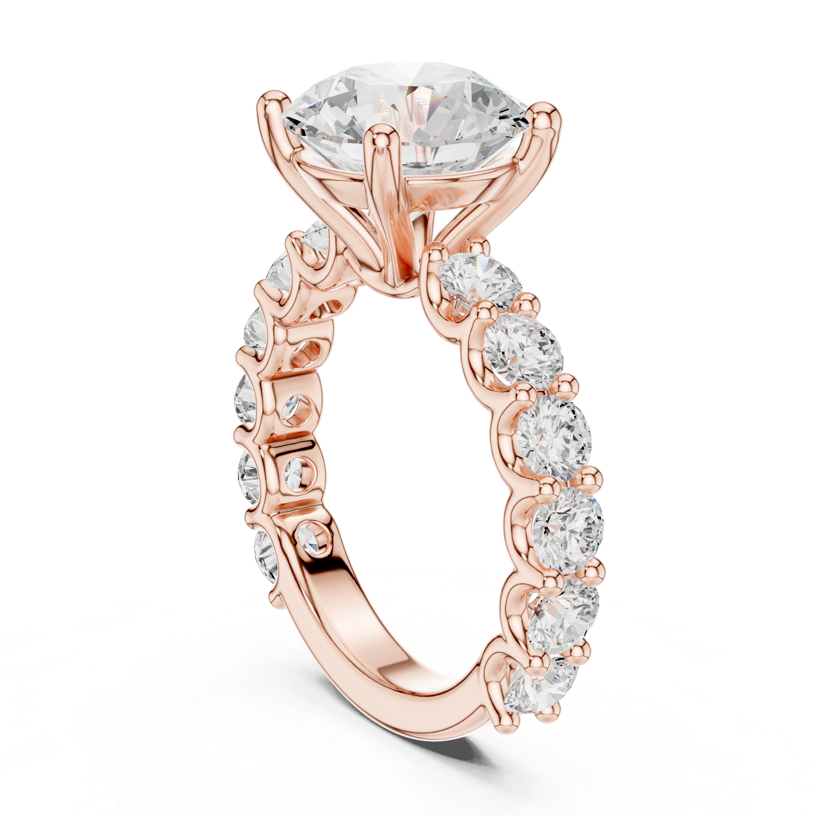 Round Brilliant Diamond Engagement Ring with Graduated Side Stones – 5.84 CT Total Weight