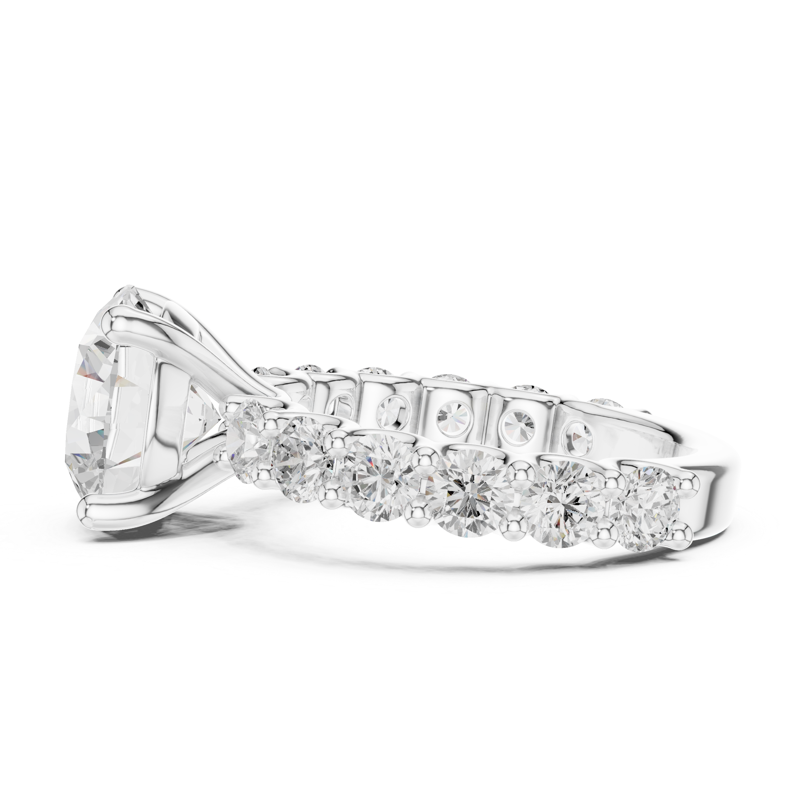 Round Brilliant Diamond Engagement Ring with Graduated Side Stones – 5.84 CT Total Weight
