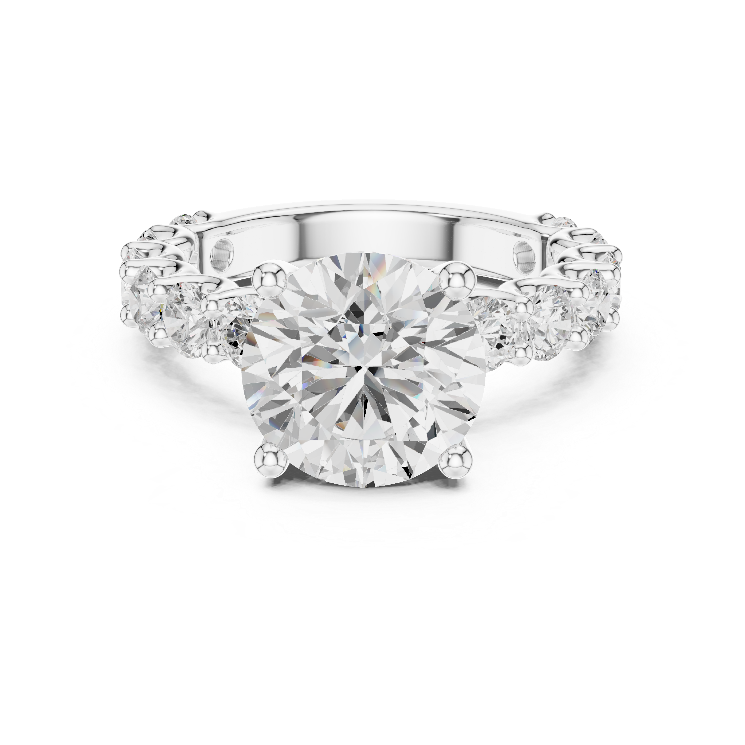 Round Brilliant Diamond Engagement Ring with Graduated Side Stones – 5.84 CT Total Weight