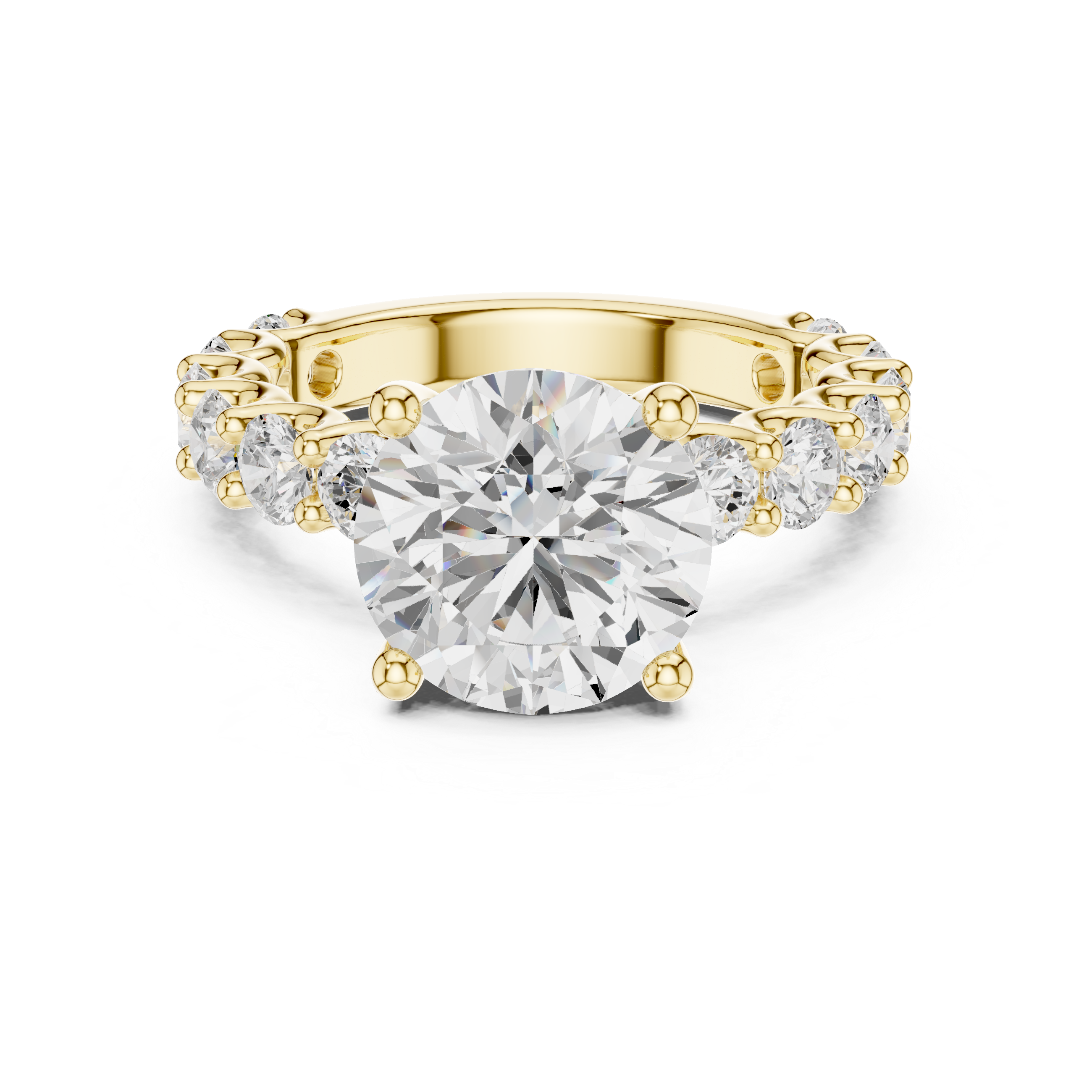 Round Brilliant Diamond Engagement Ring with Graduated Side Stones – 5.84 CT Total Weight